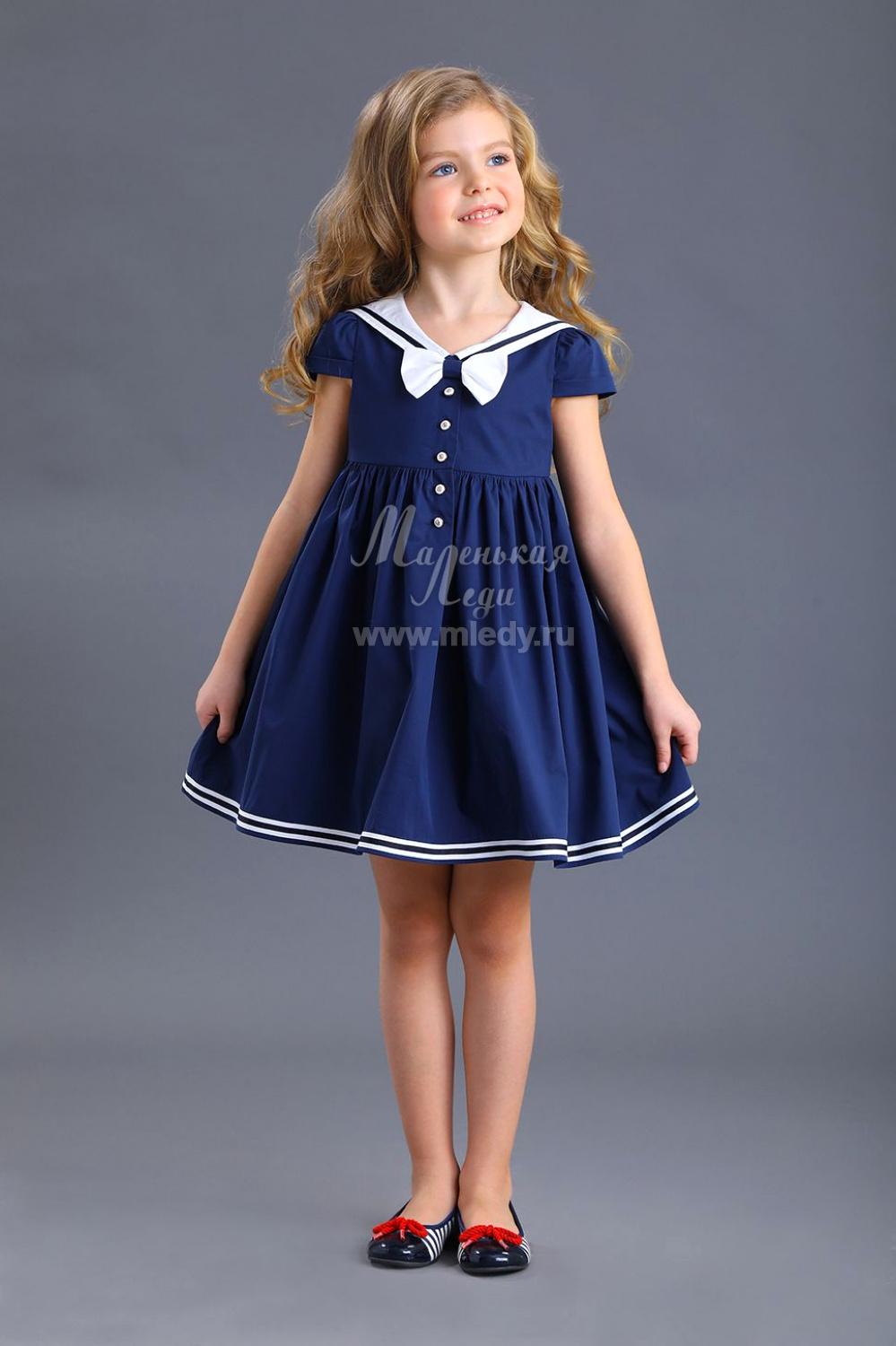картинка Платье 2011-319-ВХПЛС (синий отд молочный) от магазина Маленькая Леди
