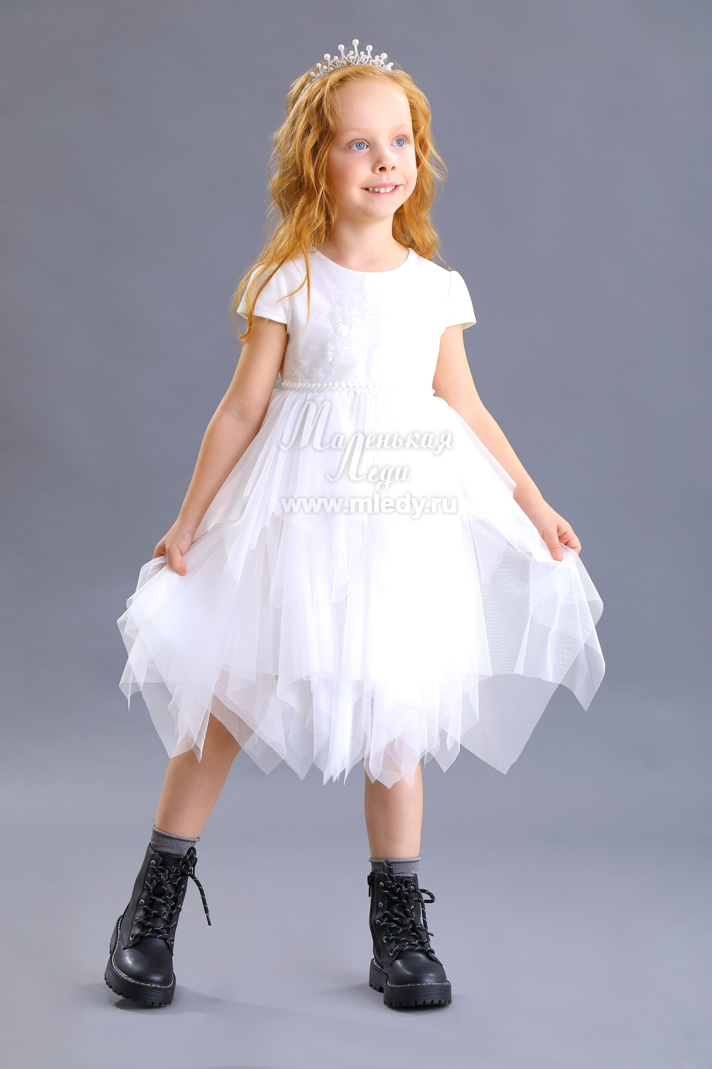 картинка Платье нарядное 2218-121-СМ (молочный) от магазина Маленькая Леди