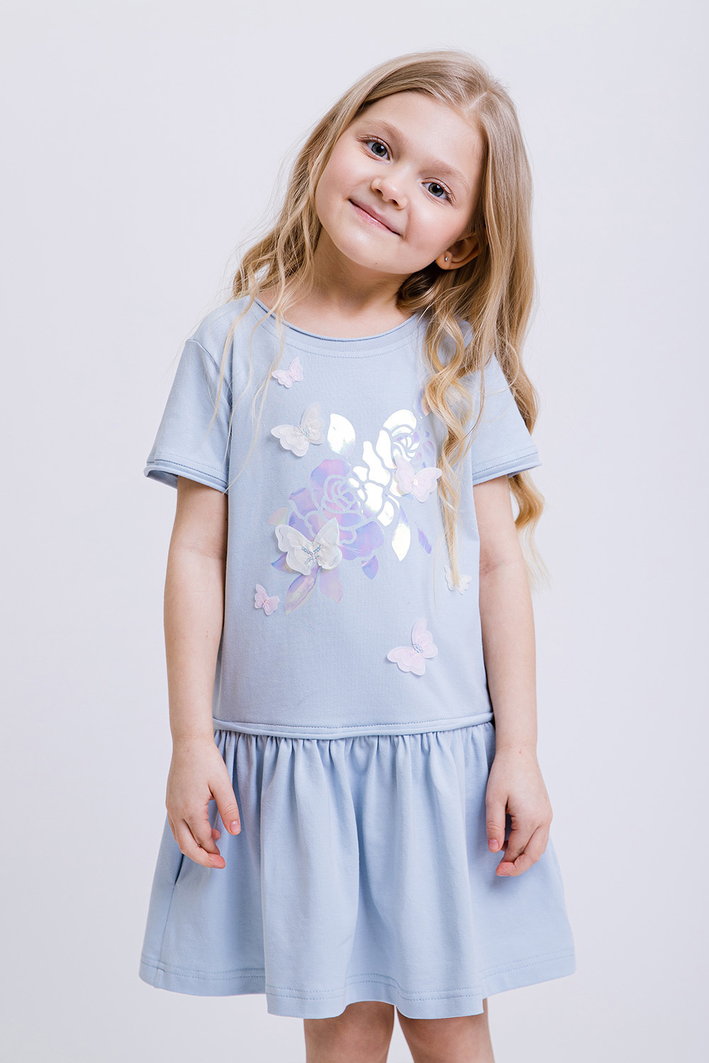 картинка Платье 3041Я-326-ТХК-190 (голубой) от магазина Маленькая Леди