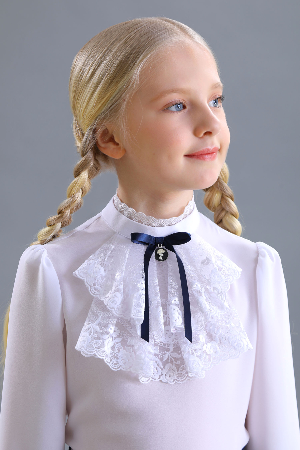 Школьная Блузка для девочки из шелка синтетического, цвет 