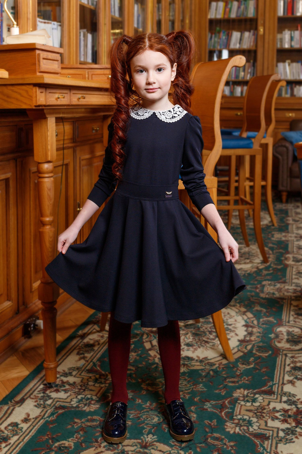 Школьное Платье для девочки из джерси, цвет 