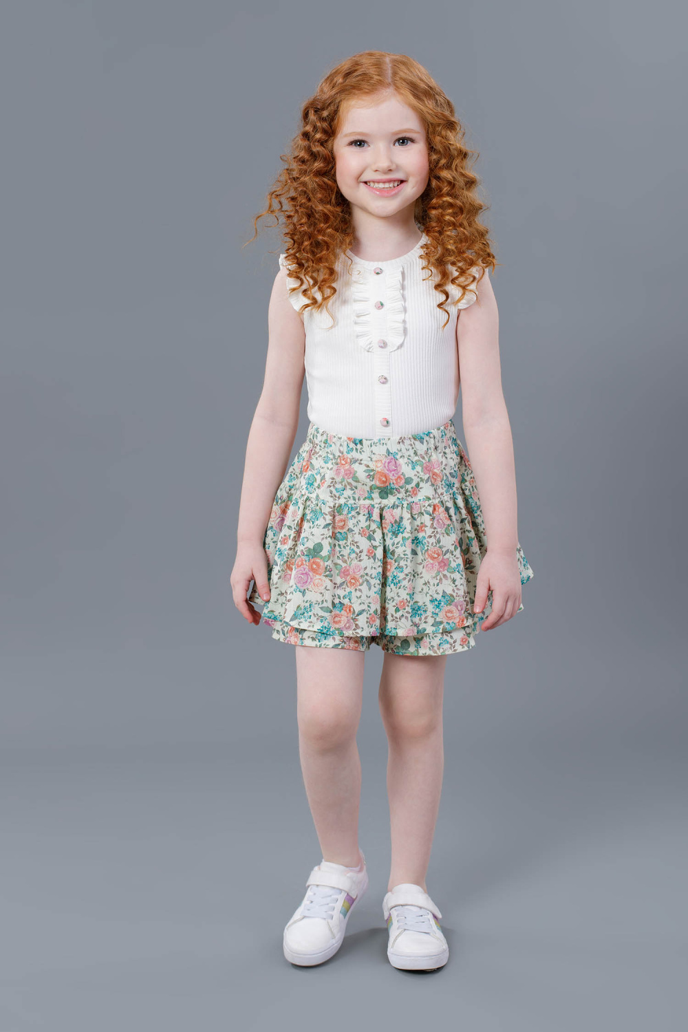 картинка Юбка-шорты 2536-323-ВХМН (молочная набивка) от магазина Маленькая Леди