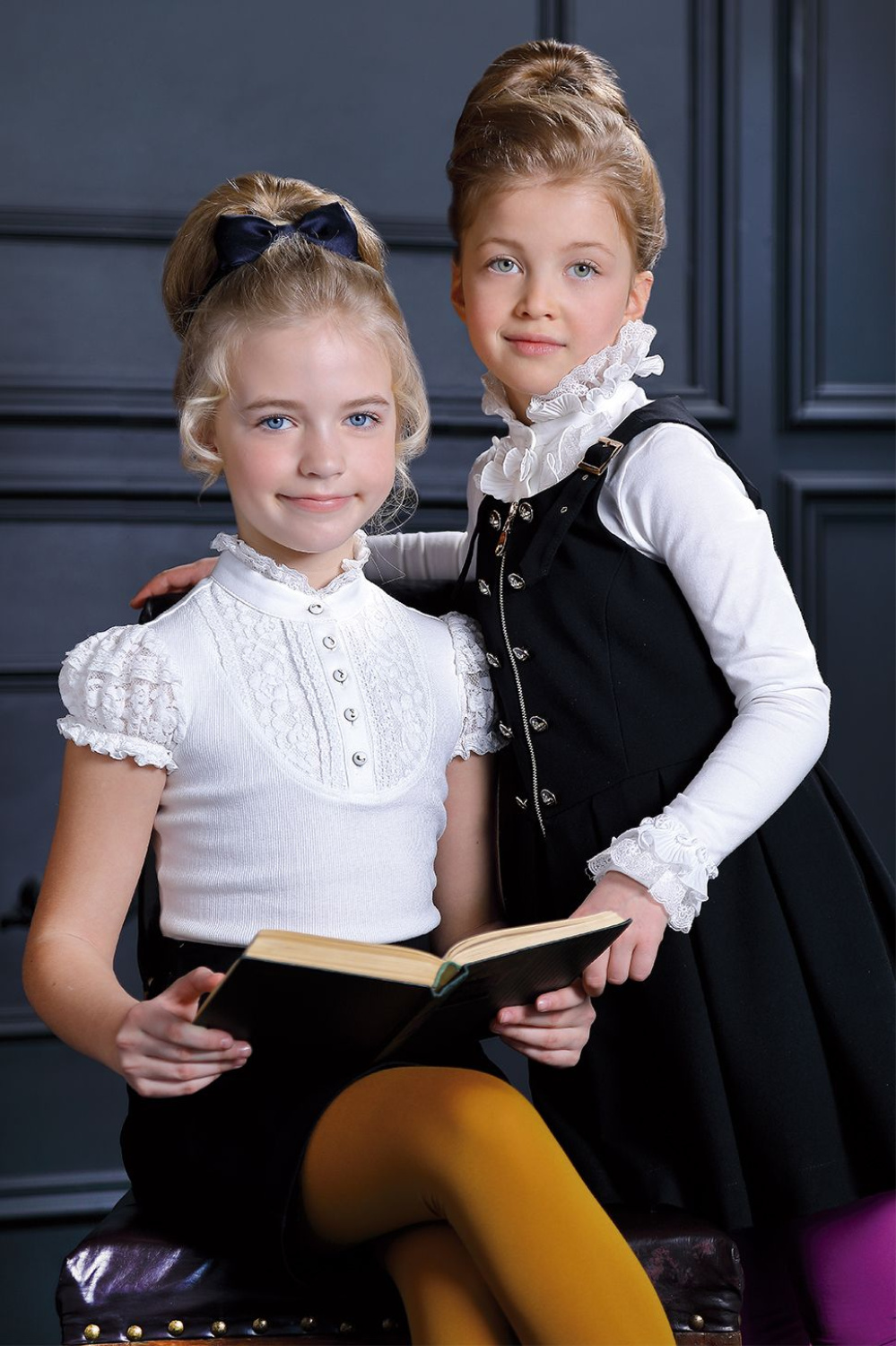 Школьная Блузка с коротким рукавом для девочки из трикотажа хлопкового, цвет 