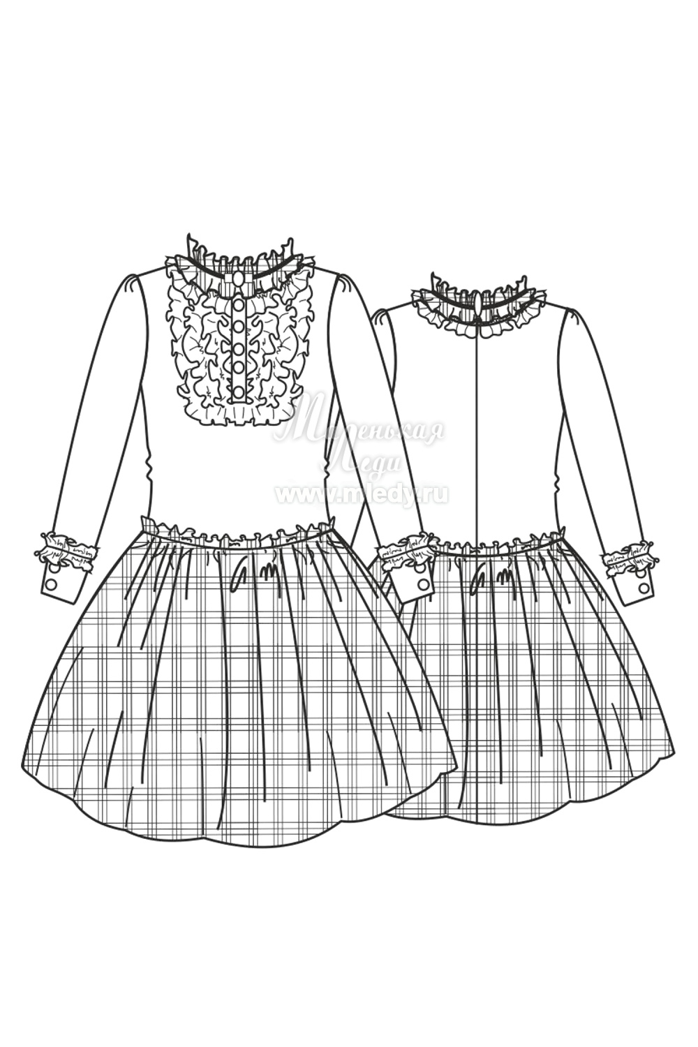 Школьное Платье нарядное для девочки из трикотажа хлопкового, цвет 