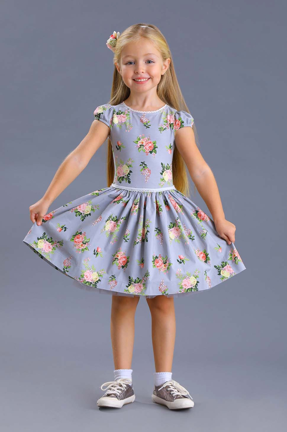 картинка Платье нарядное 1849-320-ТХКН-180 (серый) от магазина Маленькая Леди