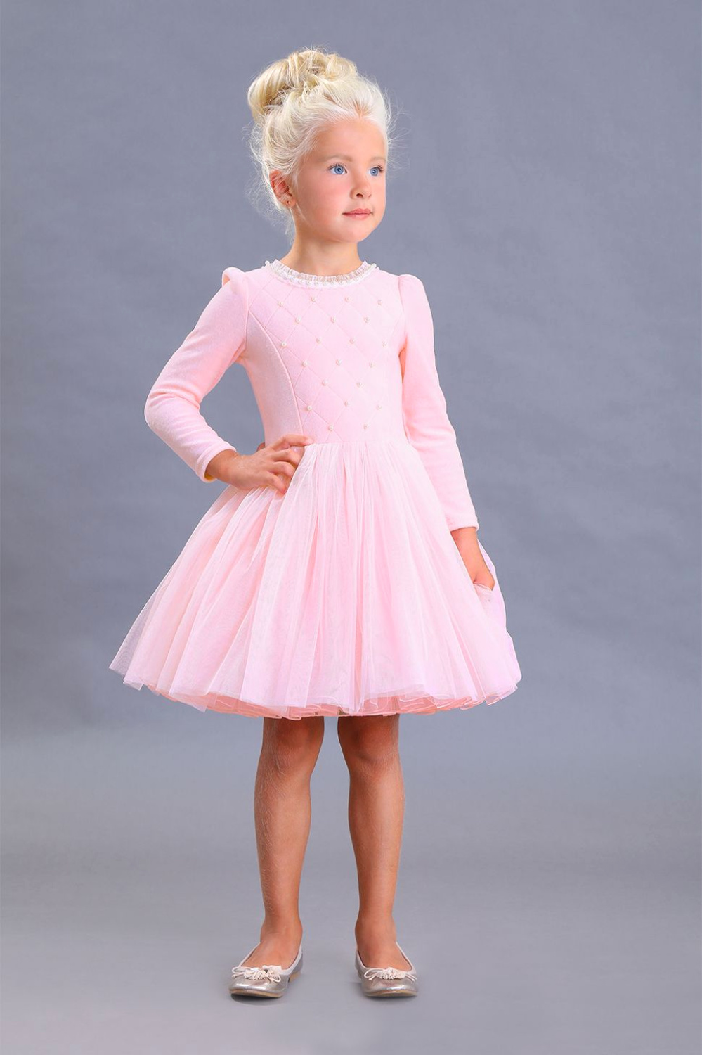 картинка Платье нарядное 1966-119-ТХВ (розовый) от магазина Маленькая Леди