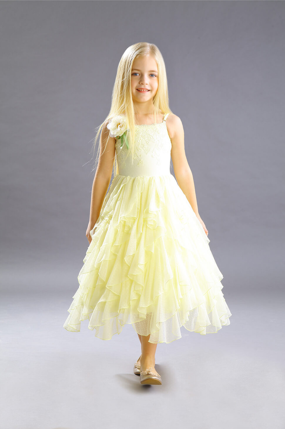 картинка Платье нарядное FSL-200-317 (желтая дыня) от магазина Маленькая Леди