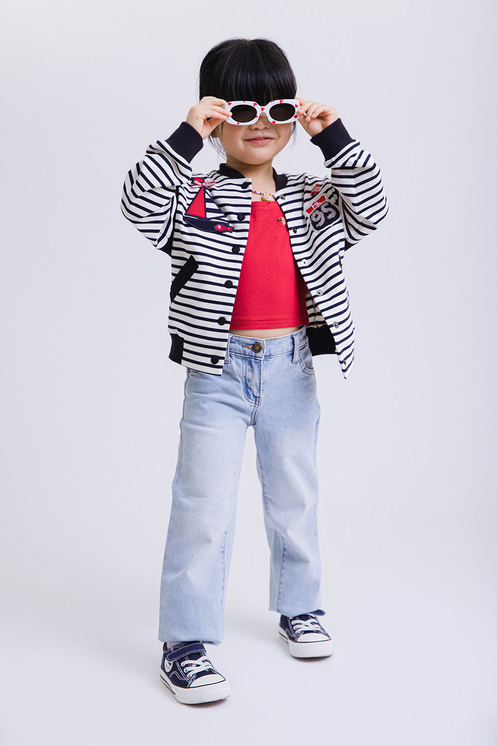 картинка Жакет 3043-326-ТХФЭ (сине-молочная полоска) от магазина Маленькая Леди