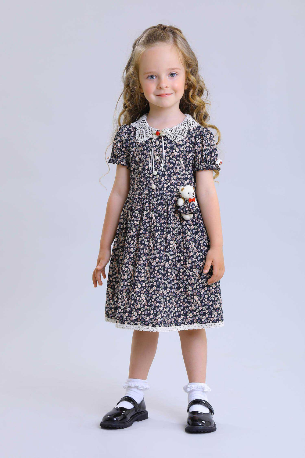 картинка Платье 2615-423-ВХЖЭН (сине-молочные цветы) от магазина Маленькая Леди