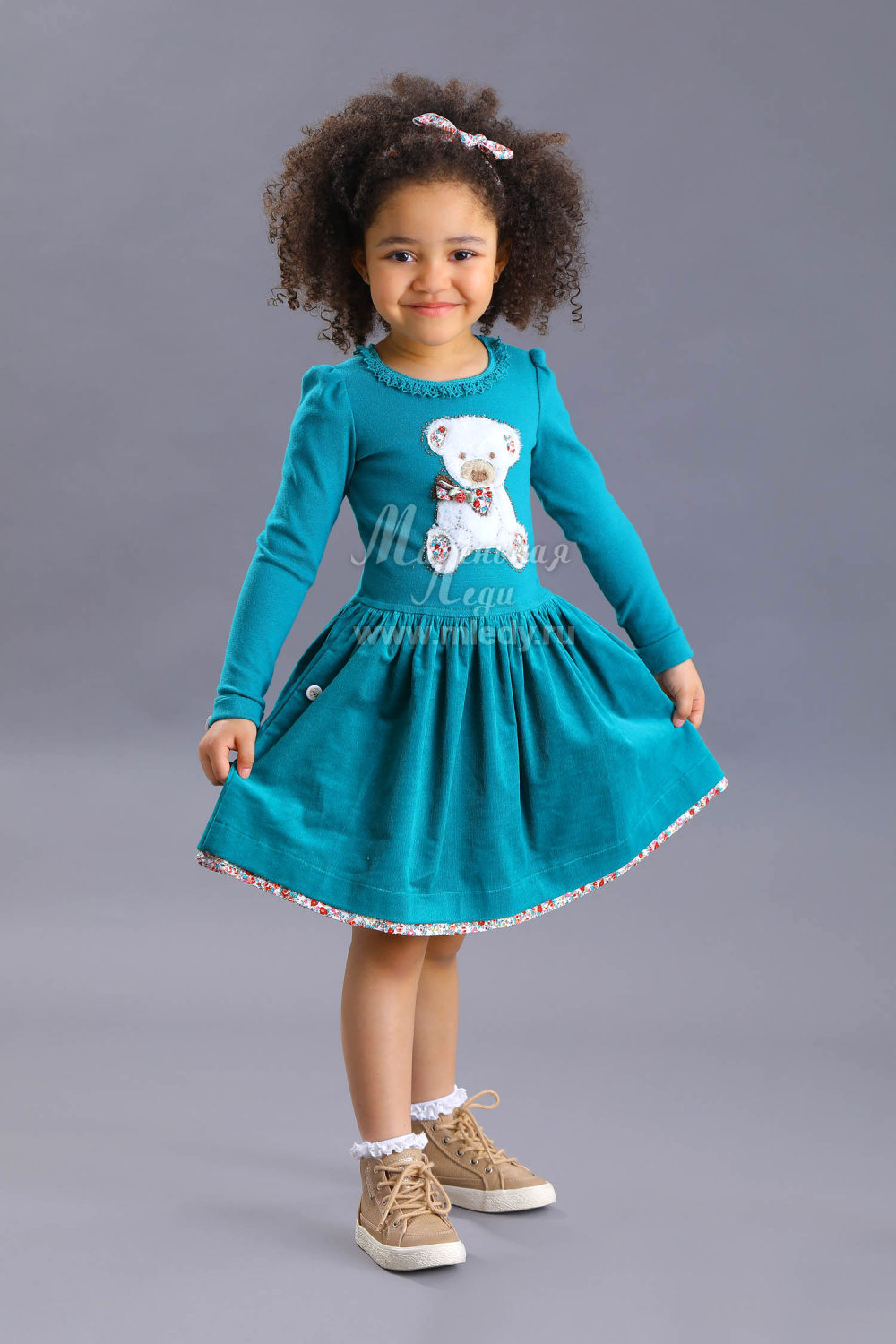  Платье для девочки из трикотажа хлопкового, цвет 