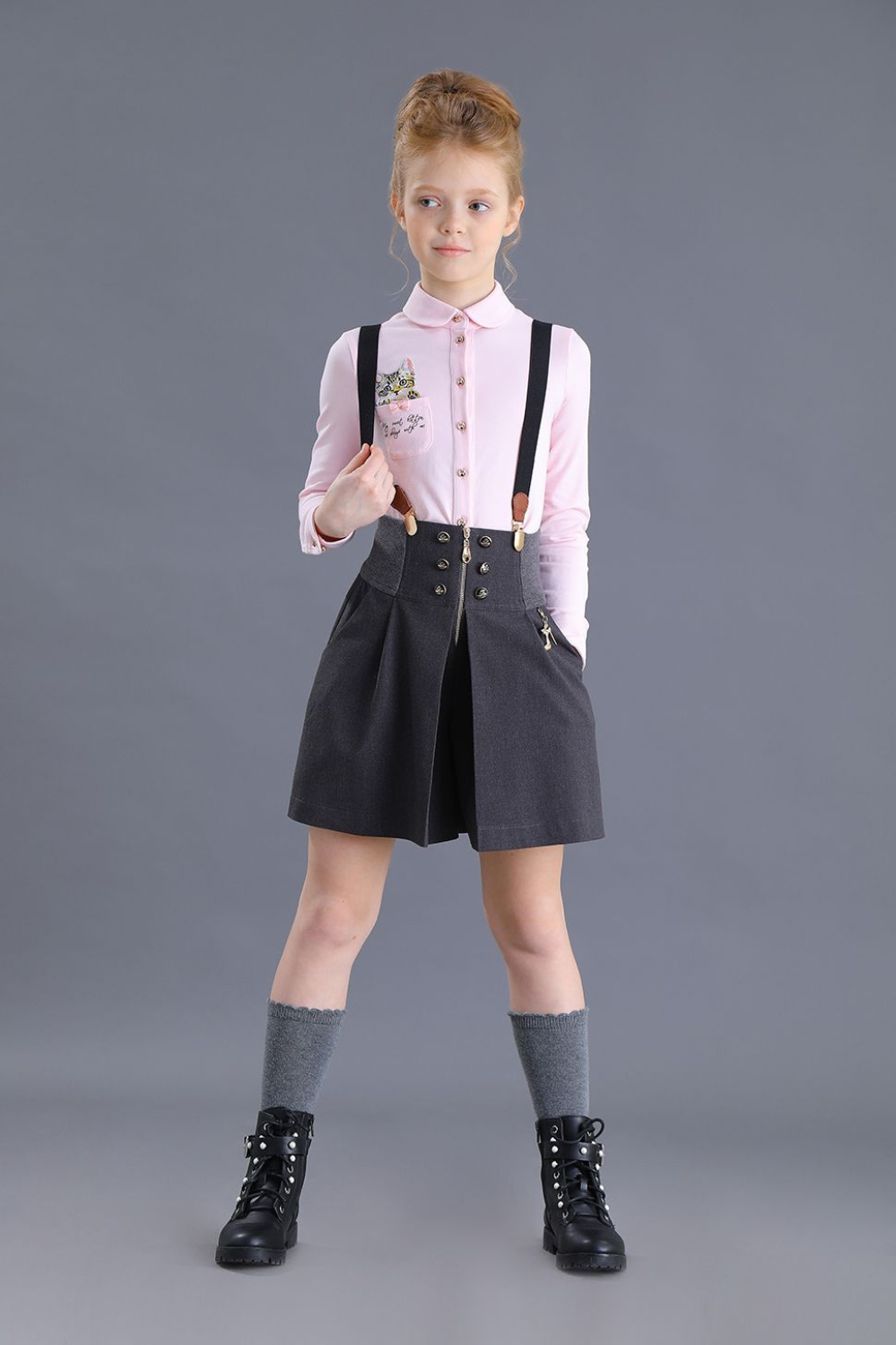  Юбка-шорты для девочки из костюмной вискозы, цвет 