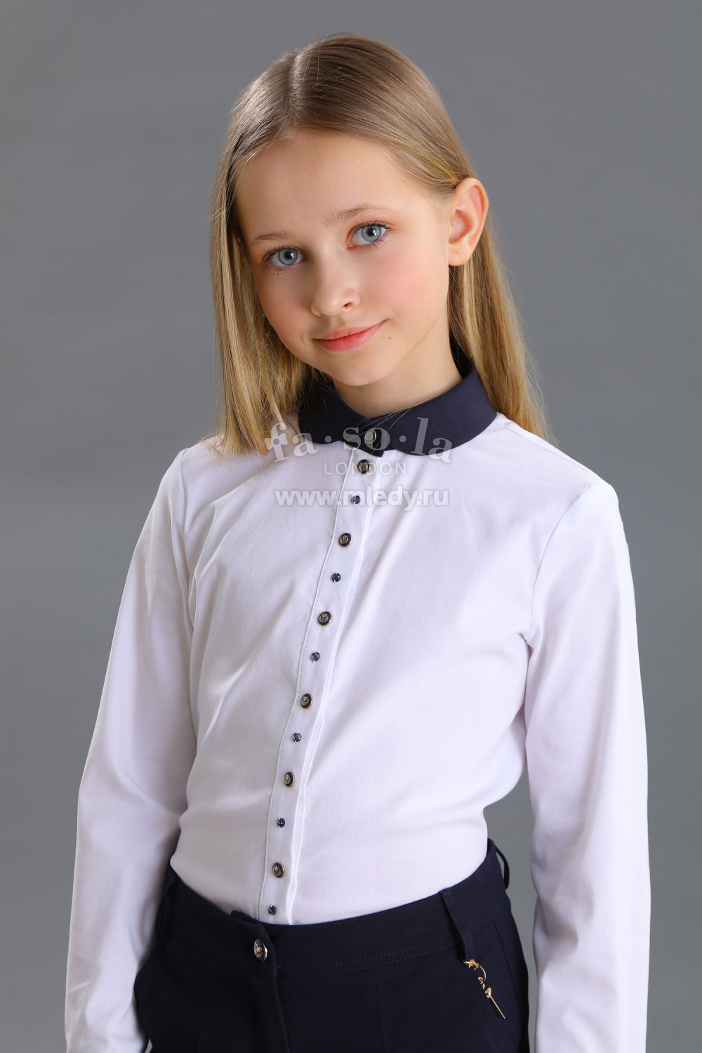 Школьная Блузка для девочки из блузочного хлопка, цвет 