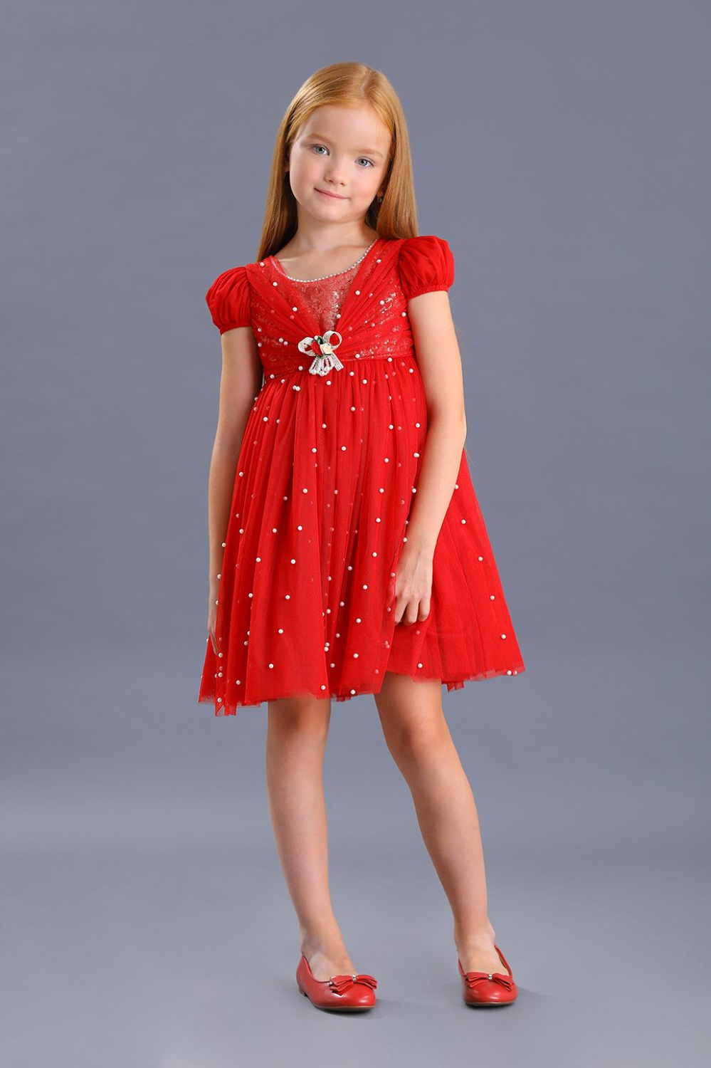 картинка Платье нарядное 2086-120-СМ (красный) от магазина Маленькая Леди