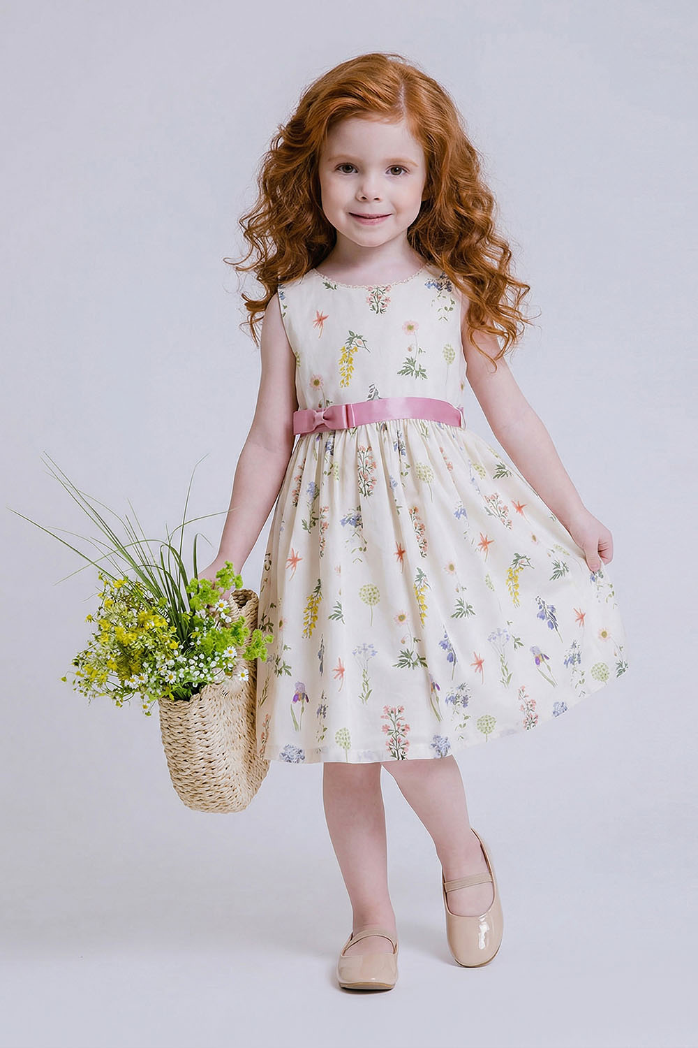 картинка Платье 3006-326-ВХПЛХ (молочный набивка) от магазина Маленькая Леди