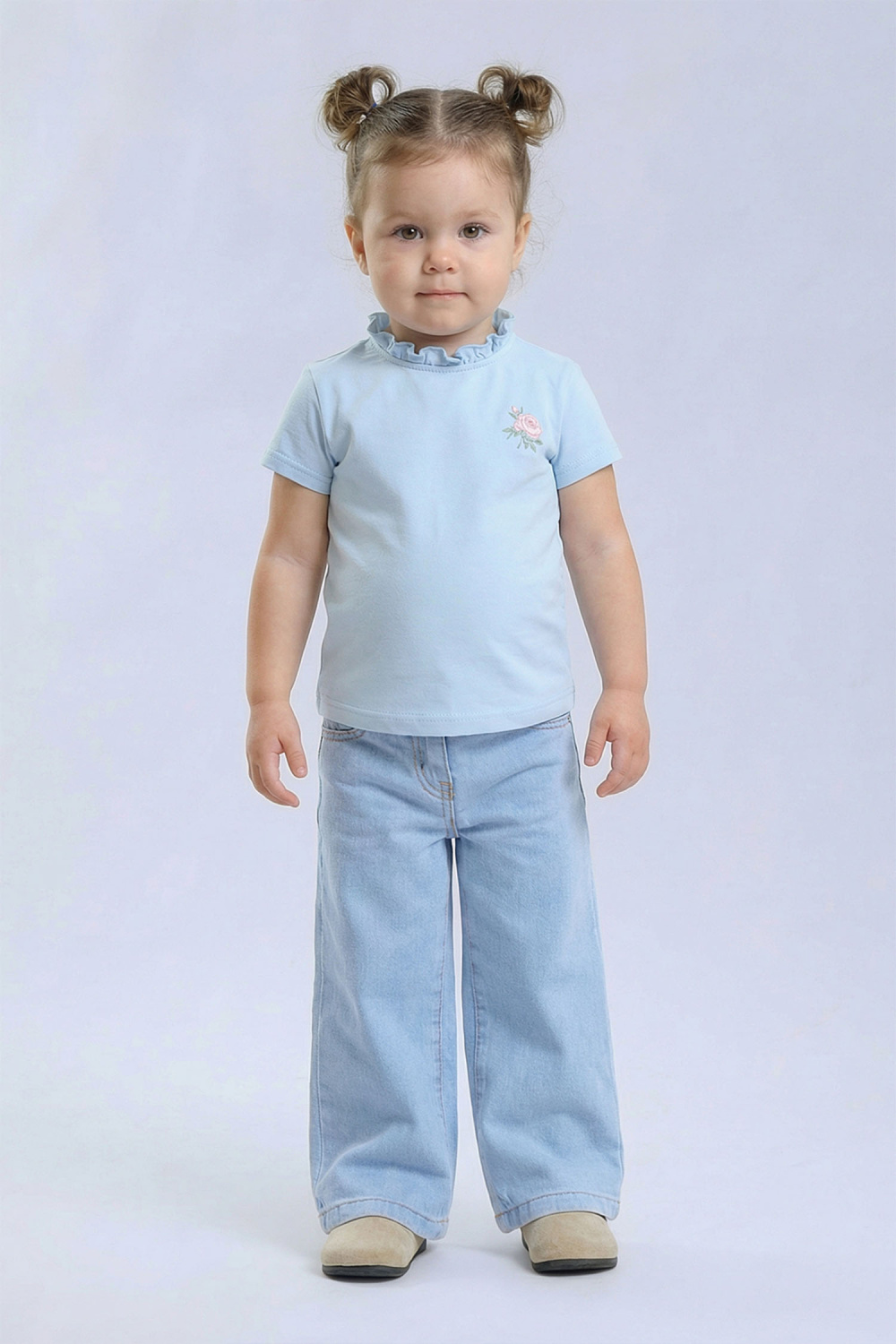 картинка Блузка с коротким рукавом 3003Я-425-ТХК-190 (голубой) от магазина Маленькая Леди