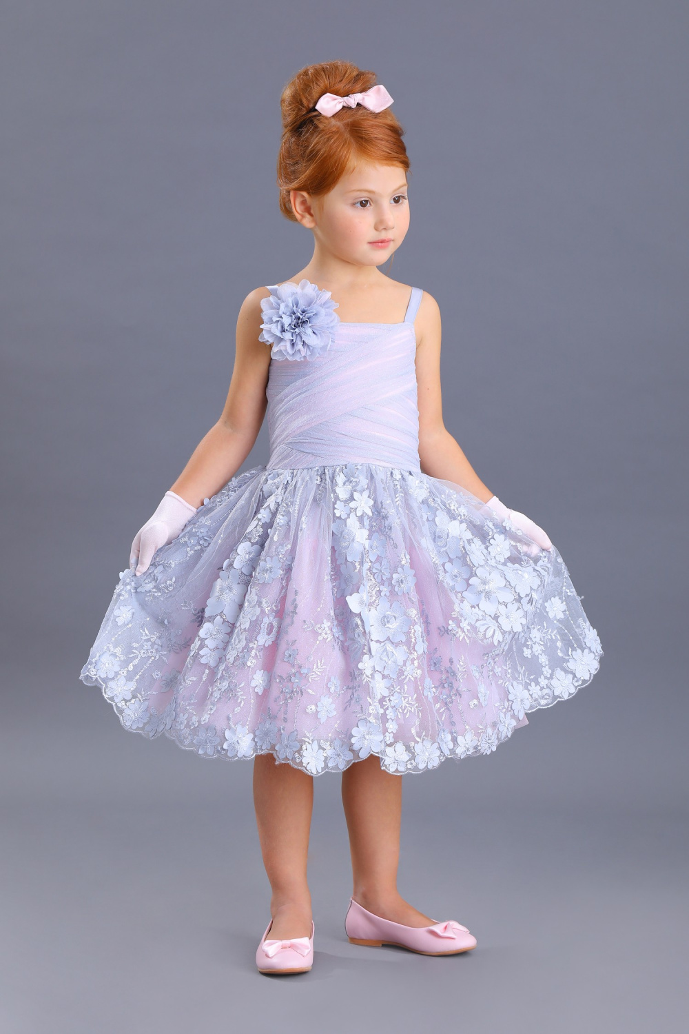 картинка Платье нарядное FSL-104/1-121 (серо-розовый) от магазина Маленькая Леди