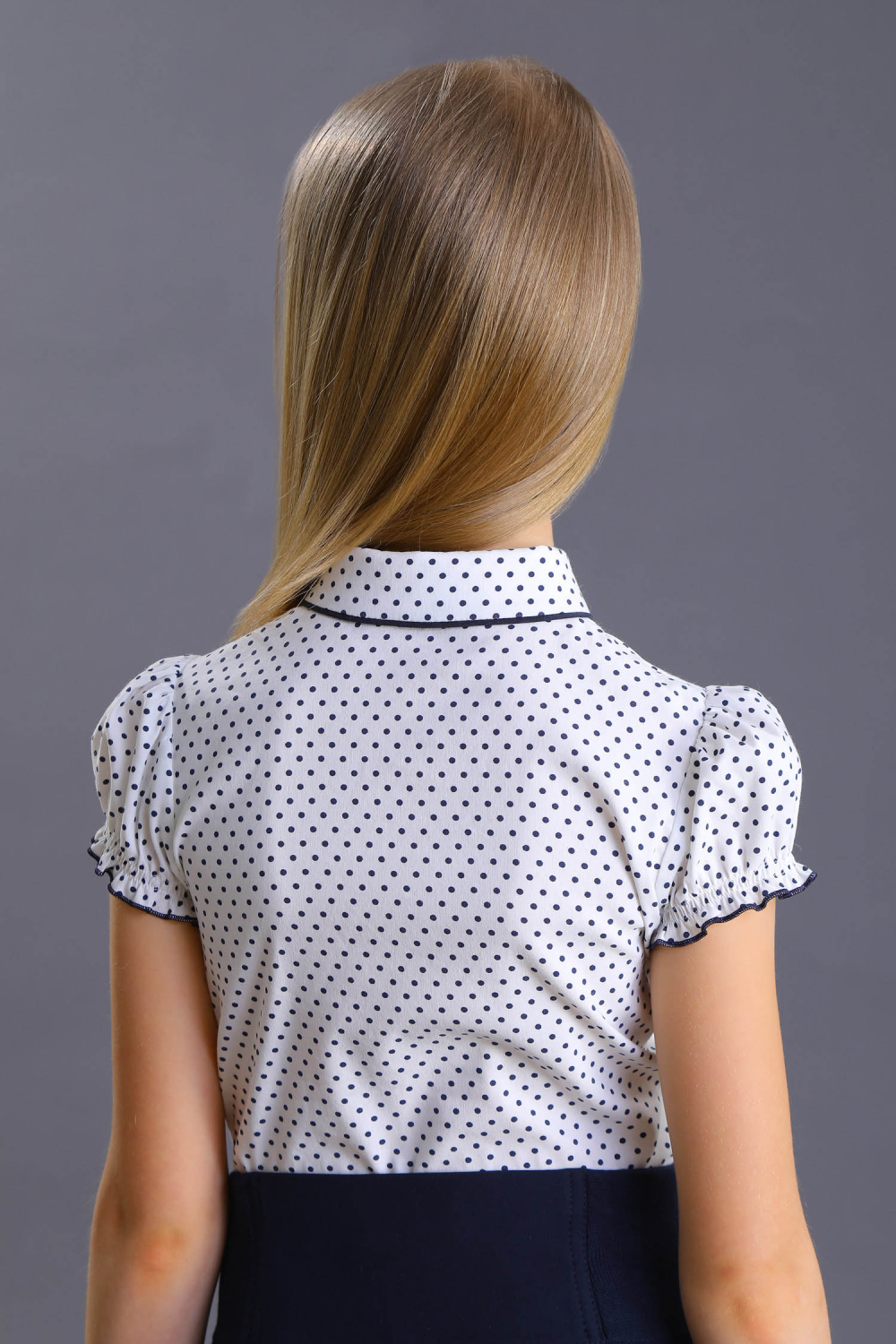  Блузка с коротким рукавом для девочки из блузочного хлопка, цвет 