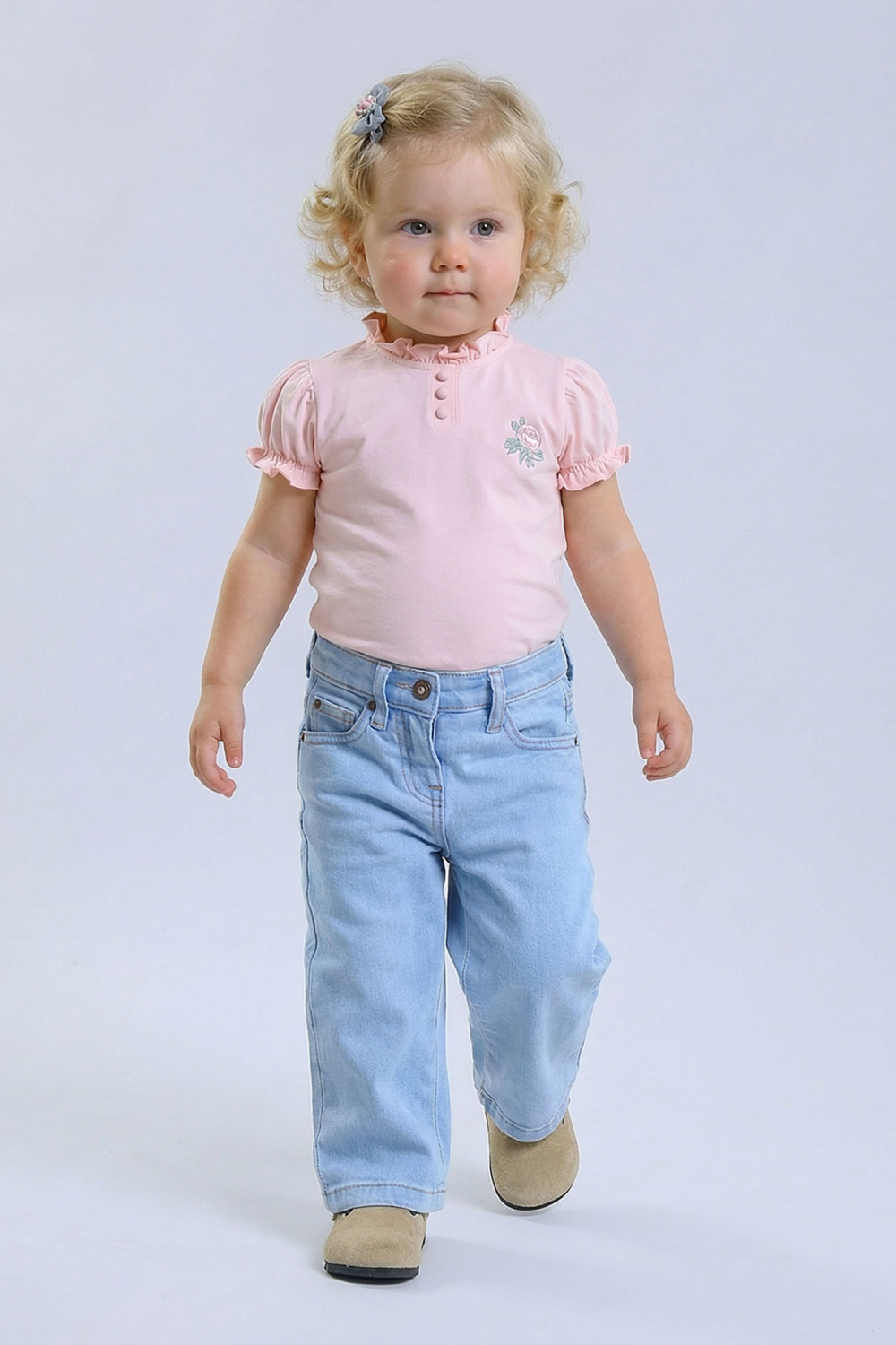 картинка Блузка с коротким рукавом 2962Я/1-425-ТХК-190 (пудровый розовый) от магазина Маленькая Леди