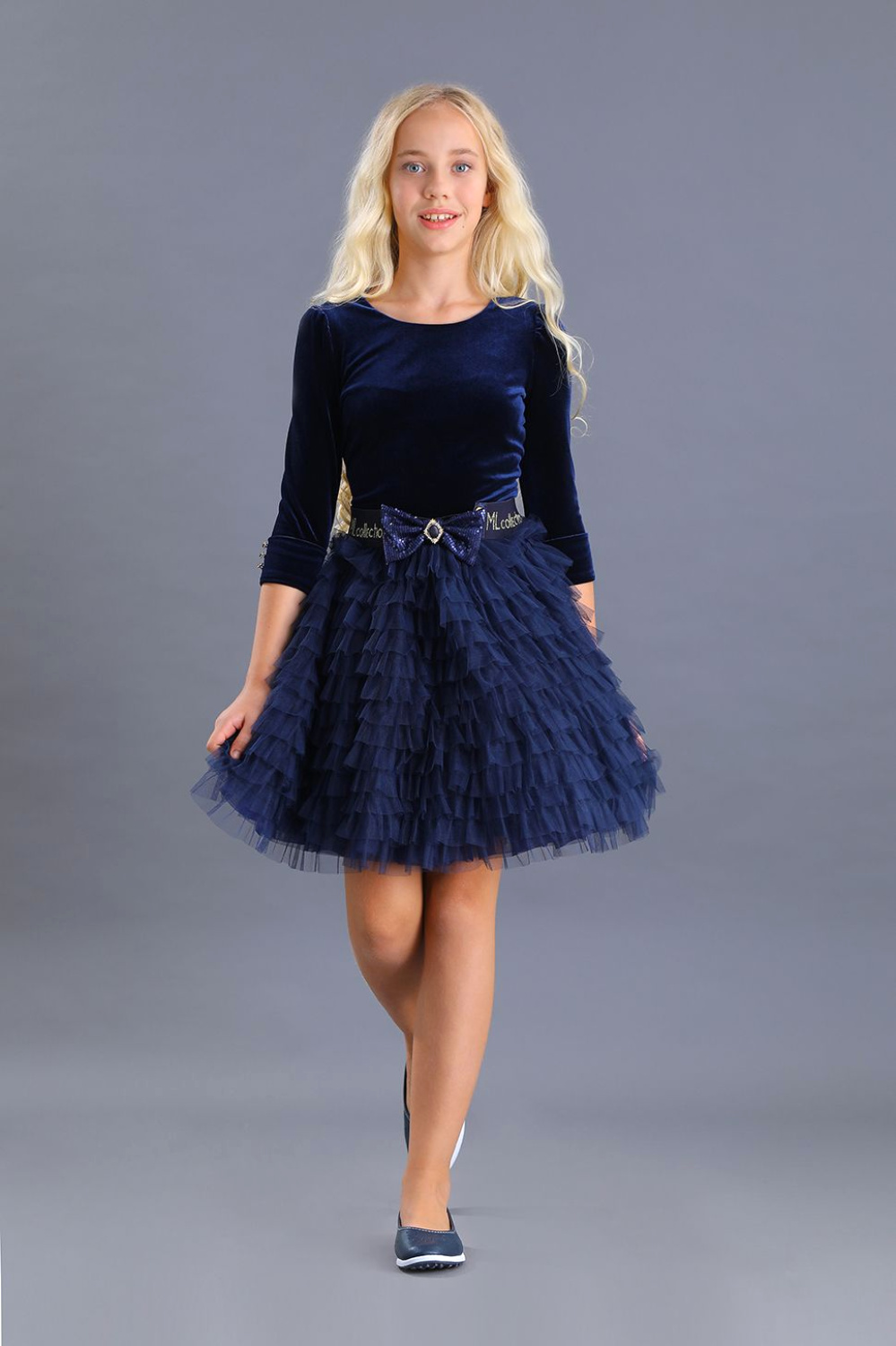 картинка Платье нарядное 2091-120-ТСБ (синий) от магазина Маленькая Леди
