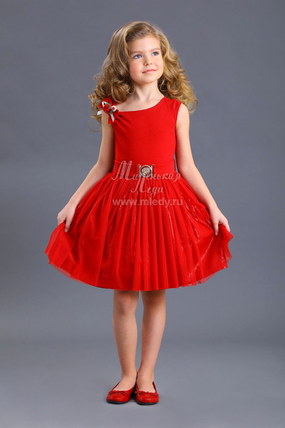 картинка Платье нарядное 1991-319-ТХК-180 (красный) от магазина Маленькая Леди