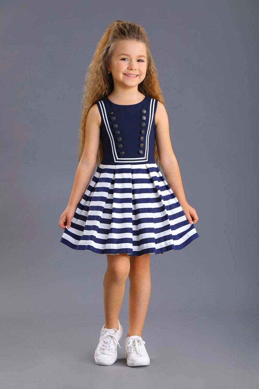 картинка Платье нарядное 2013-320-ВХН-П (синий отд молочный) от магазина Маленькая Леди