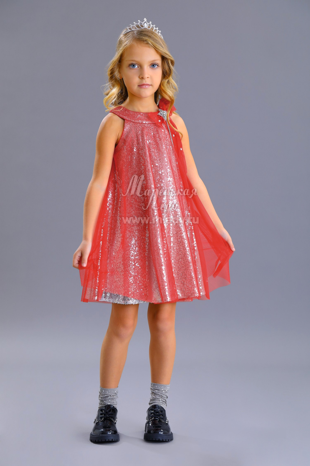 Нарядное Платье нарядное для девочки из сетки, цвет 