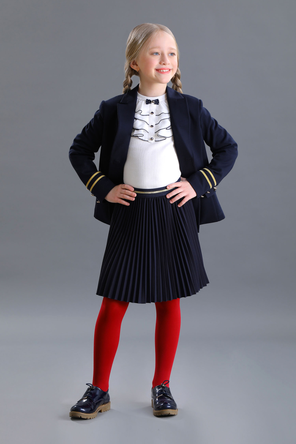 Школьная Блузка для девочки из трикотажа хлопкового, цвет 