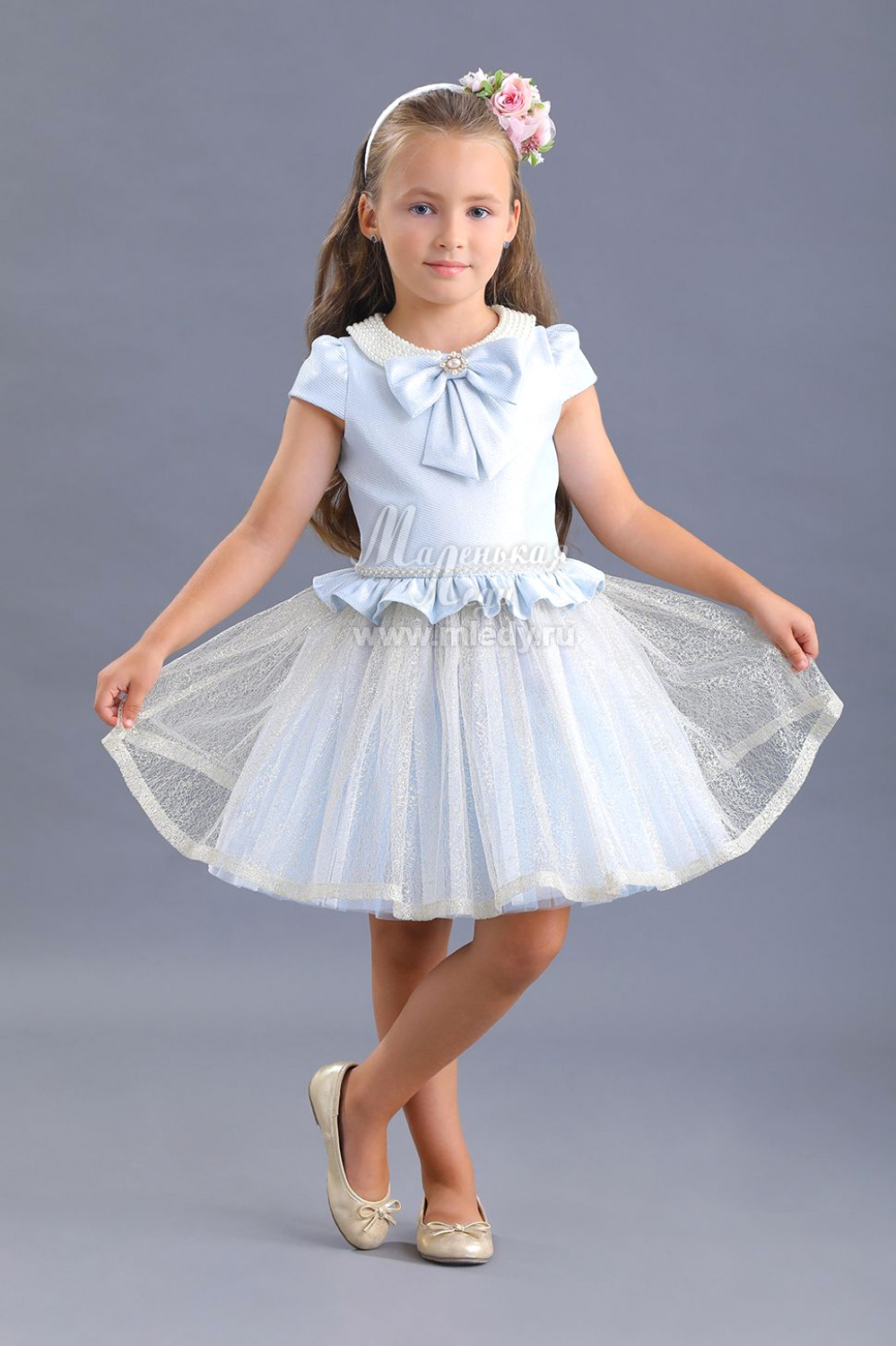 картинка Платье нарядное 2103-120-ВПЛП (голубой) от магазина Маленькая Леди