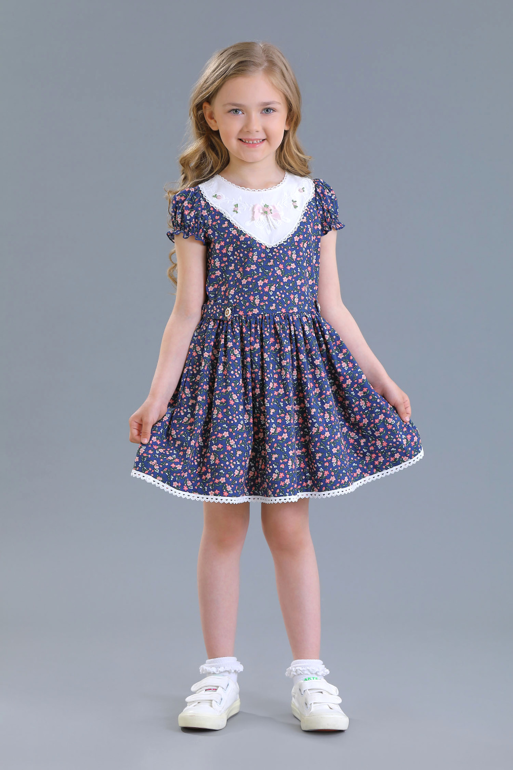 картинка Платье 2475-422-ВХН ЦВ (синий-розовые цветы) от магазина Маленькая Леди