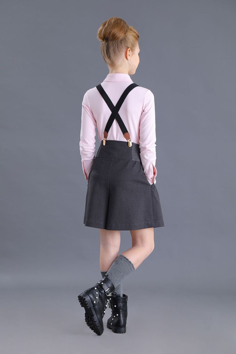 Школьный Юбка-шорты для девочки из костюмной вискозы, цвет 