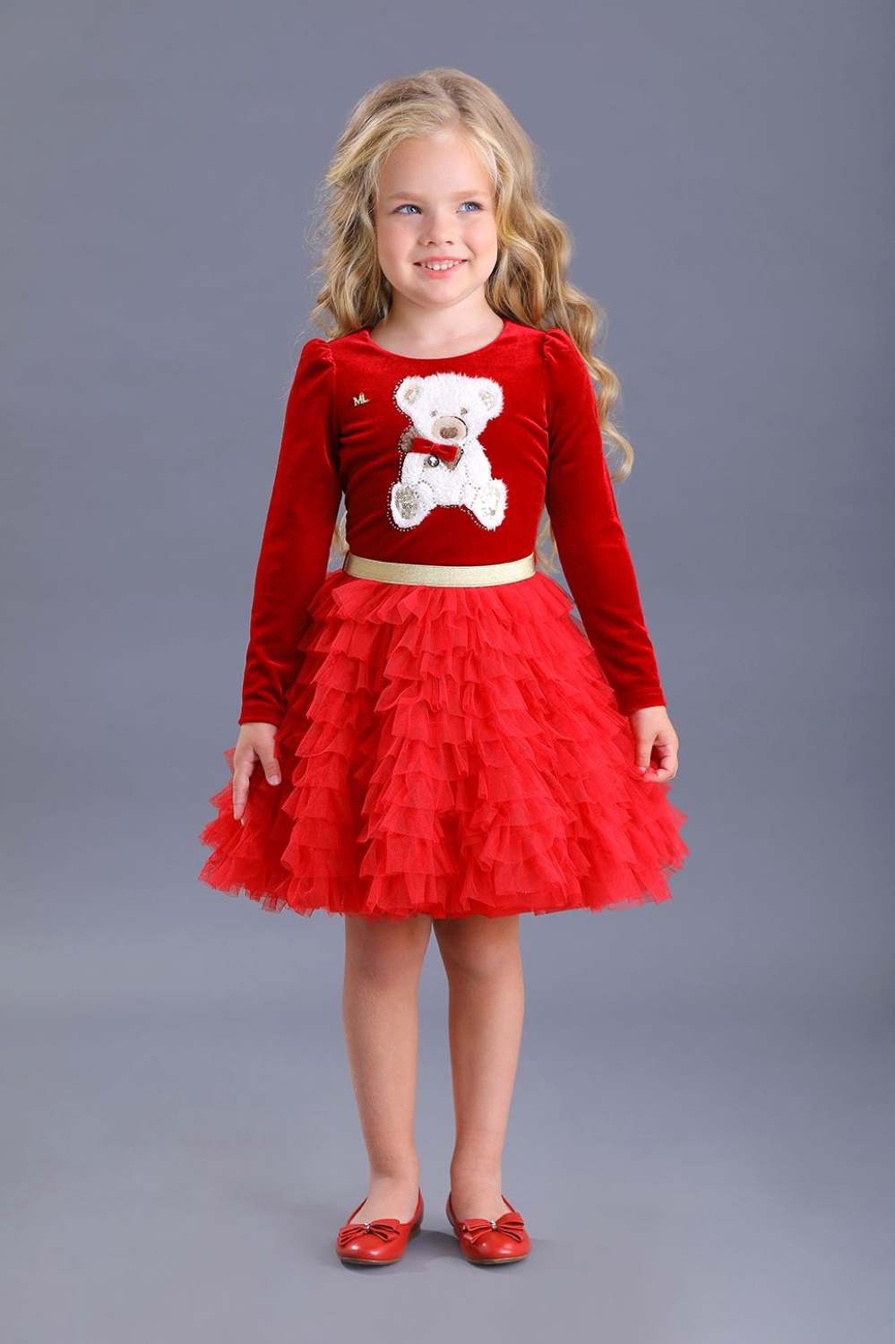 картинка Платье нарядное 2091/1-120-ТСБ (красный) от магазина Маленькая Леди