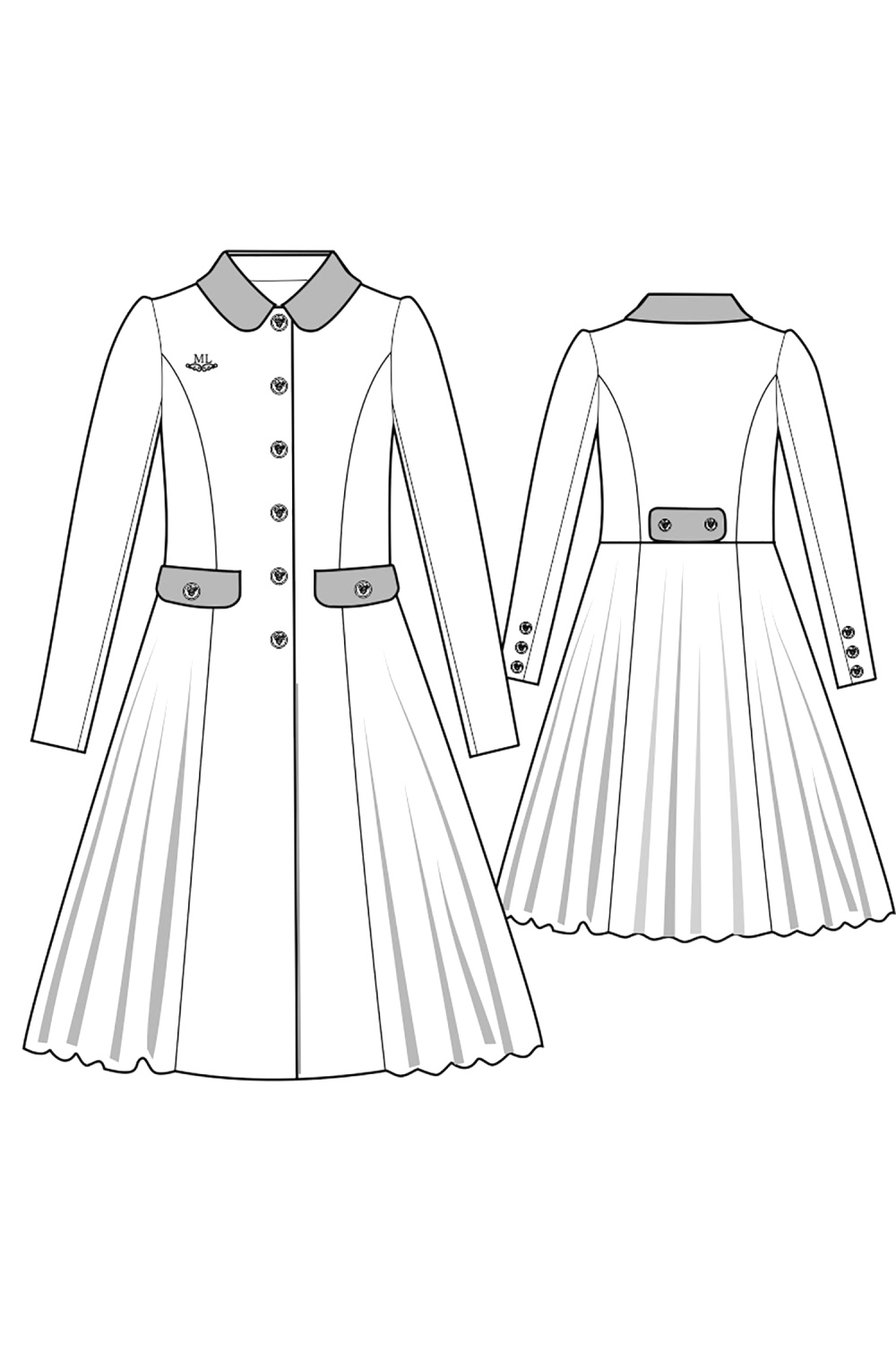  Пальто для девочки из сукна, цвет 