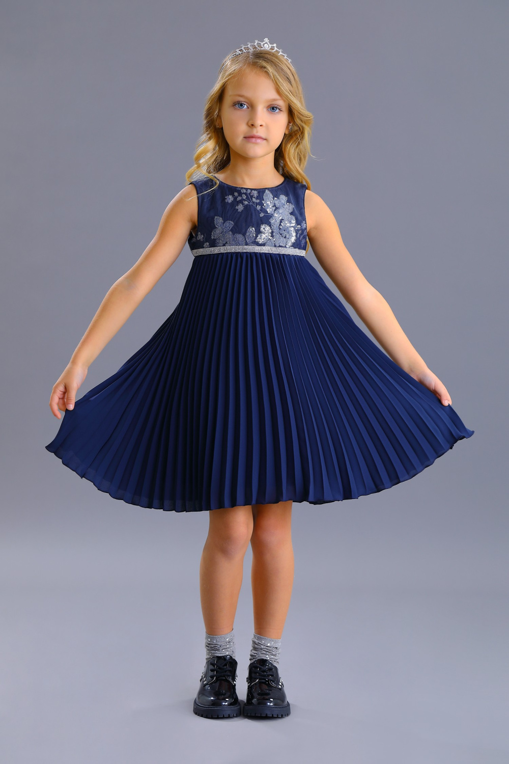 картинка Платье нарядное 2222-121-ВПЖ (синий) от магазина Маленькая Леди