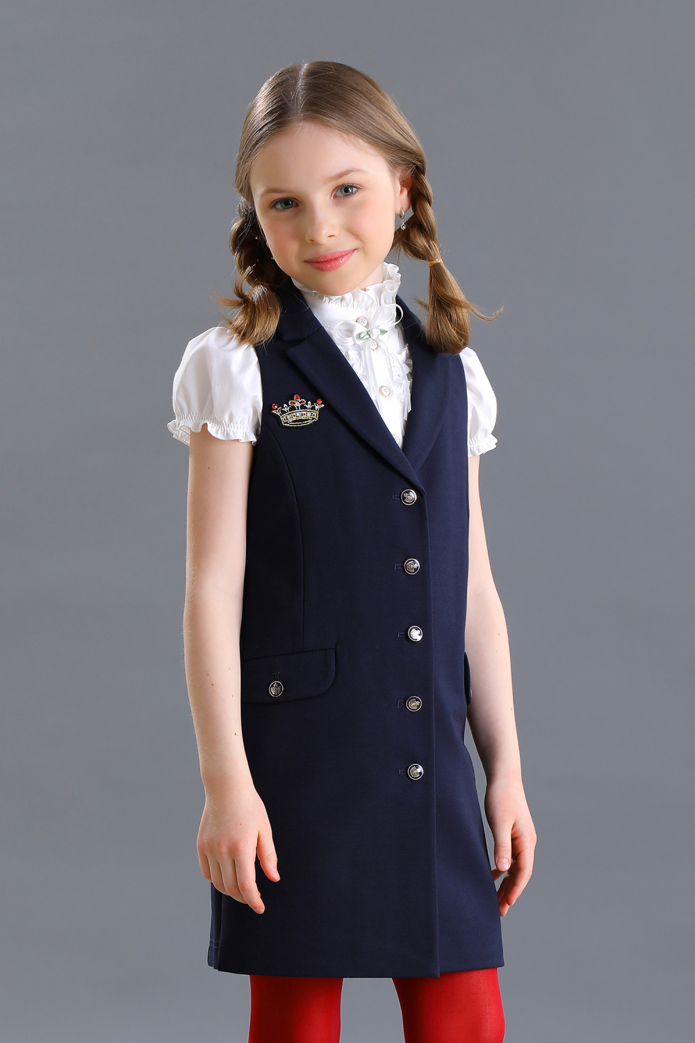  Блузка с коротким рукавом для девочки из блузочного хлопка, цвет 