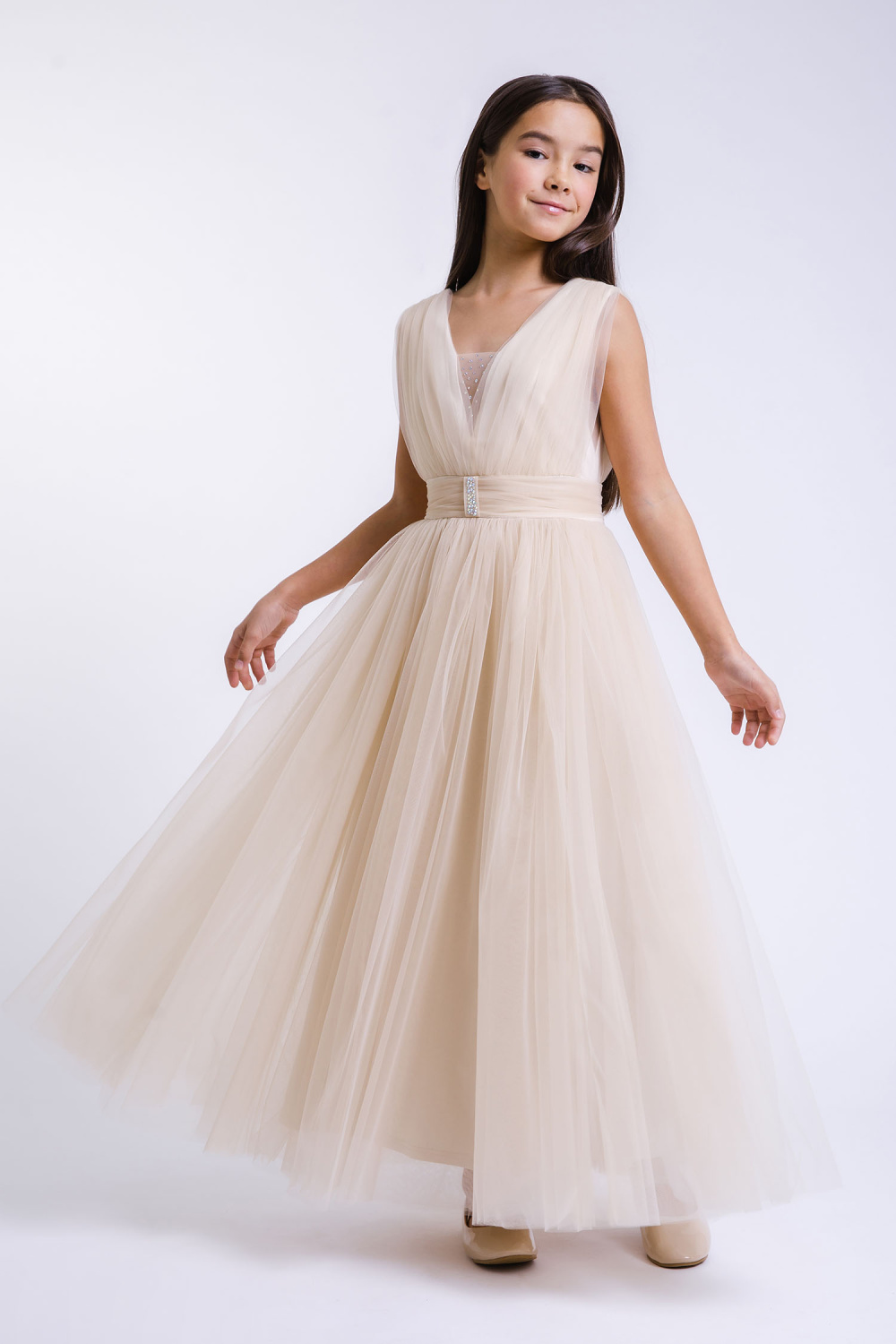 картинка Платье нарядное FSL-550-126-СМЕФ (песочный) от магазина Маленькая Леди