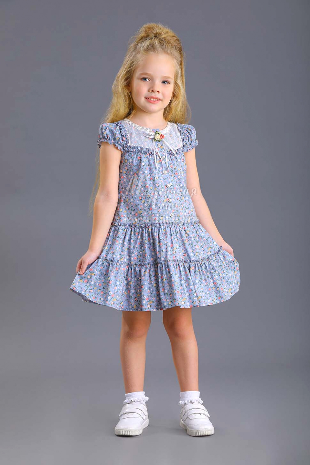 картинка Платье 2115-320-ВХН ЦВ (серо-голубой) от магазина Маленькая Леди