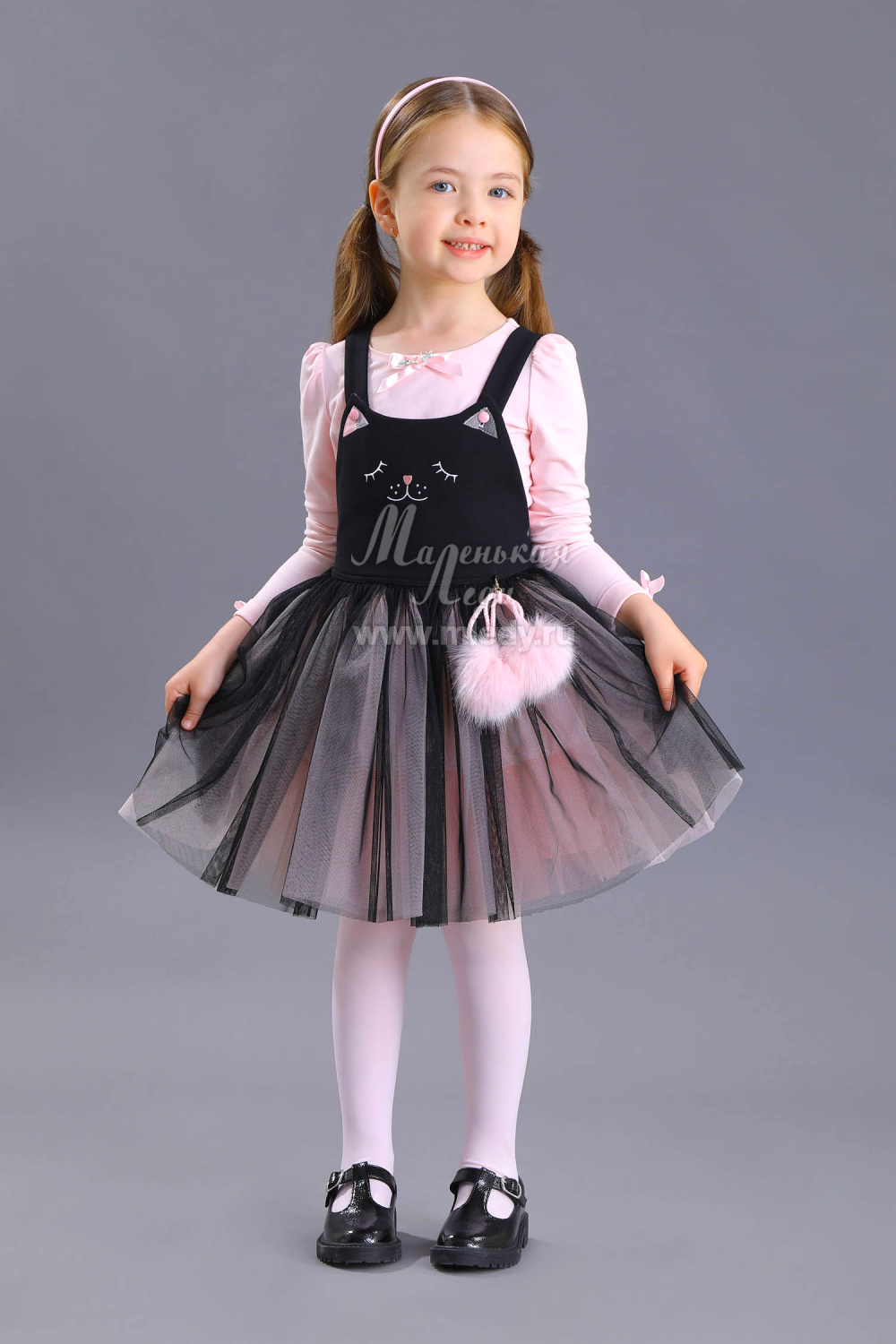 картинка Платье нарядное 2191-420-ТХК-180 (черно-розовый) от магазина Маленькая Леди