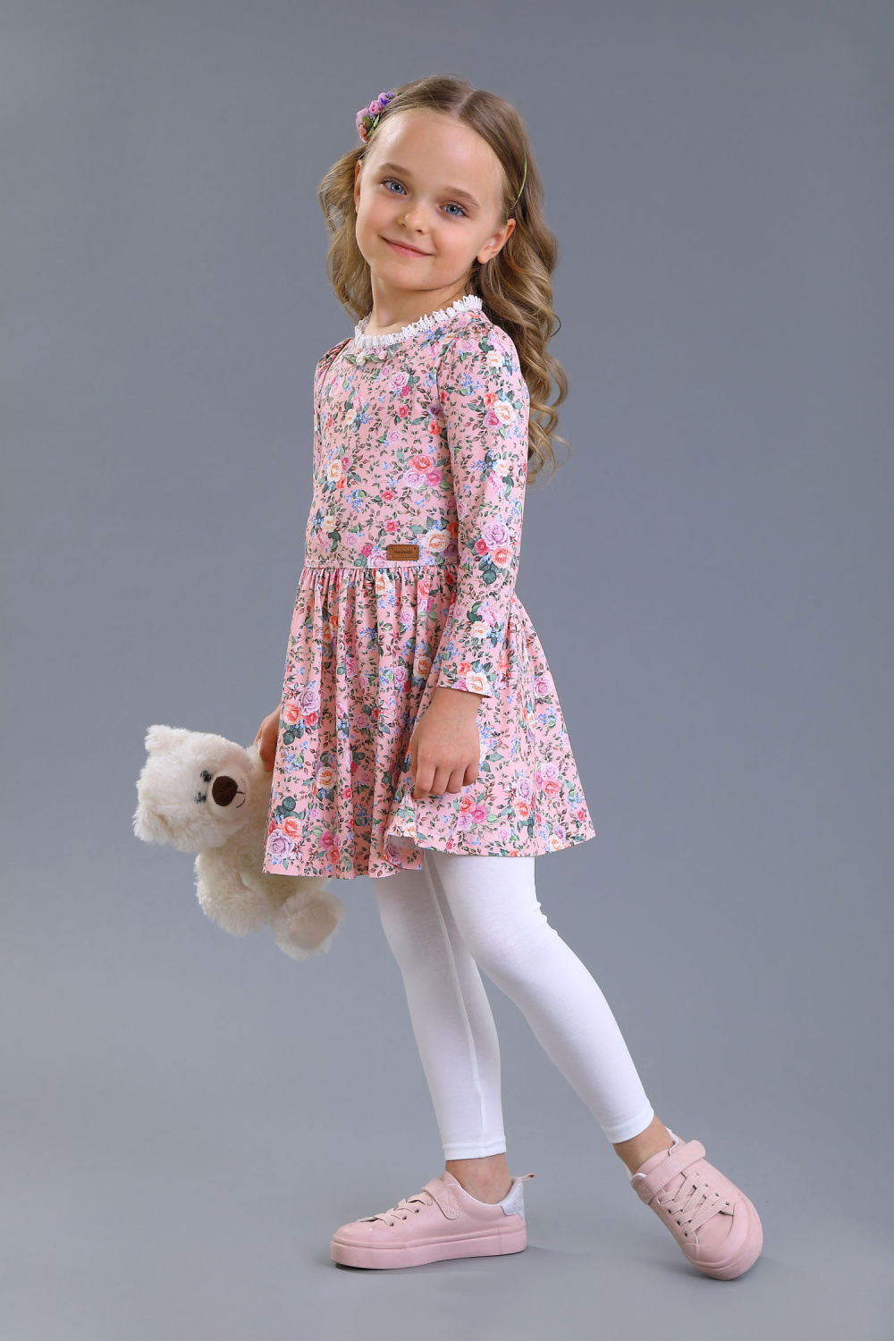 картинка Платье 2202/2-123-ТХКН-180 (розовая набивка 'розы') от магазина Маленькая Леди