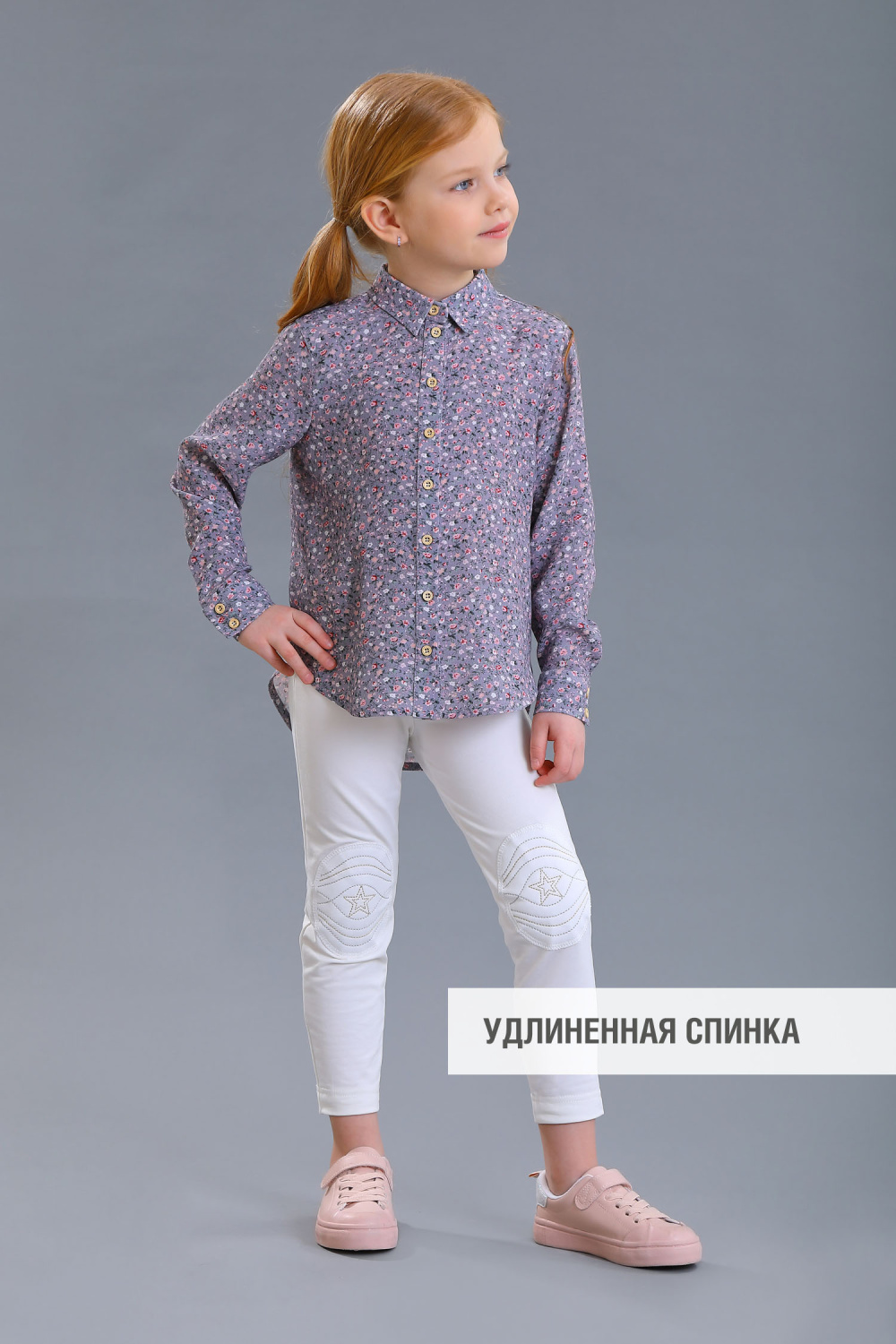 картинка Блузка 2332/1-322-ВВН (серая набивка “цветы”) от магазина Маленькая Леди