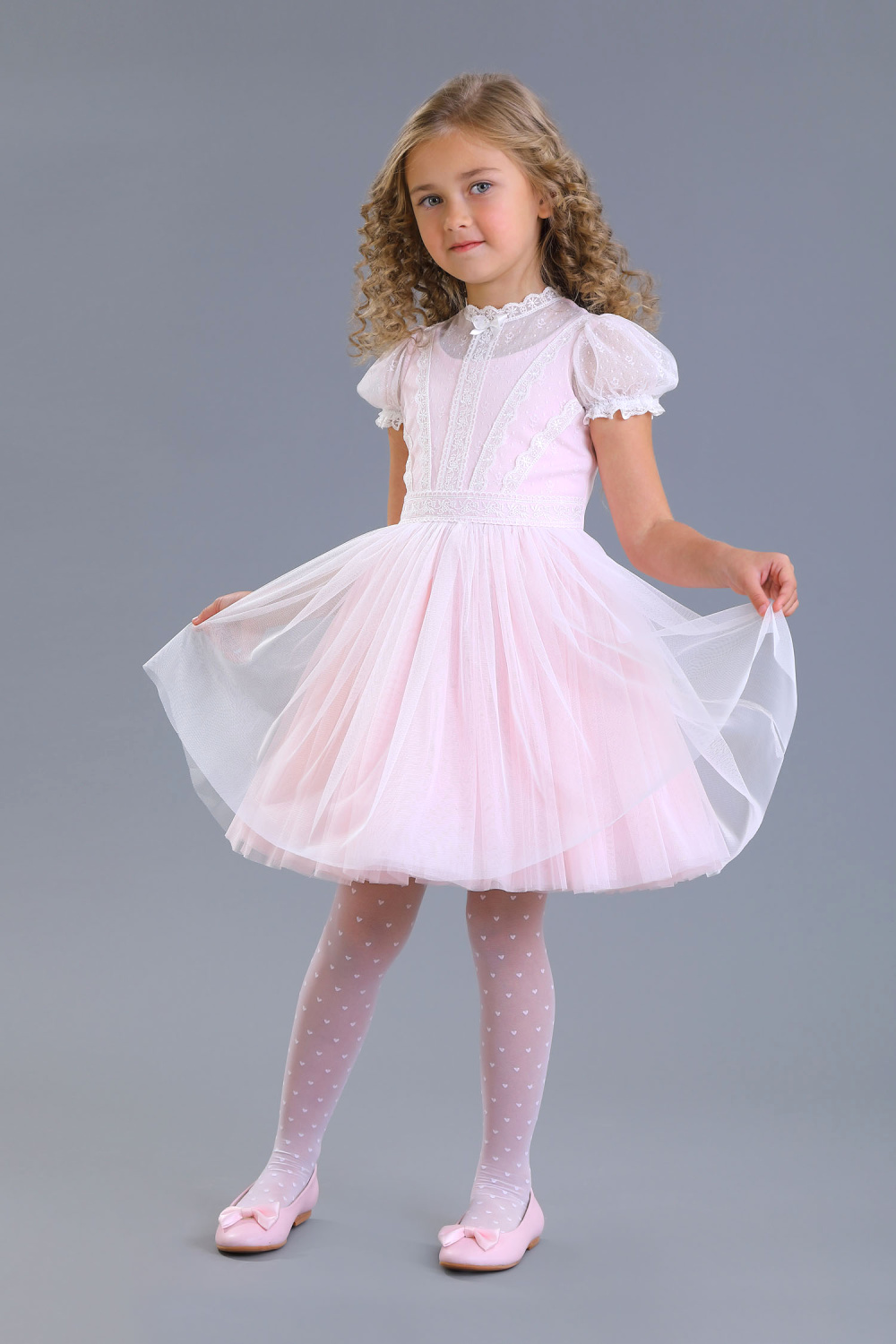 картинка Платье нарядное 2496-123-СММ (розово-молочный) от магазина Маленькая Леди