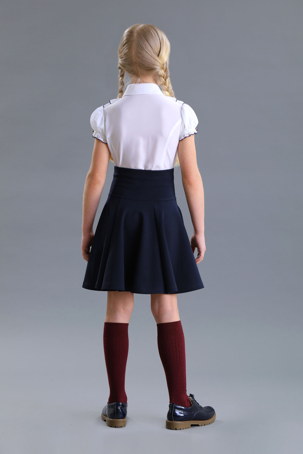 Школьная Блузка с коротким рукавом для девочки из шелка синтетического, цвет 
