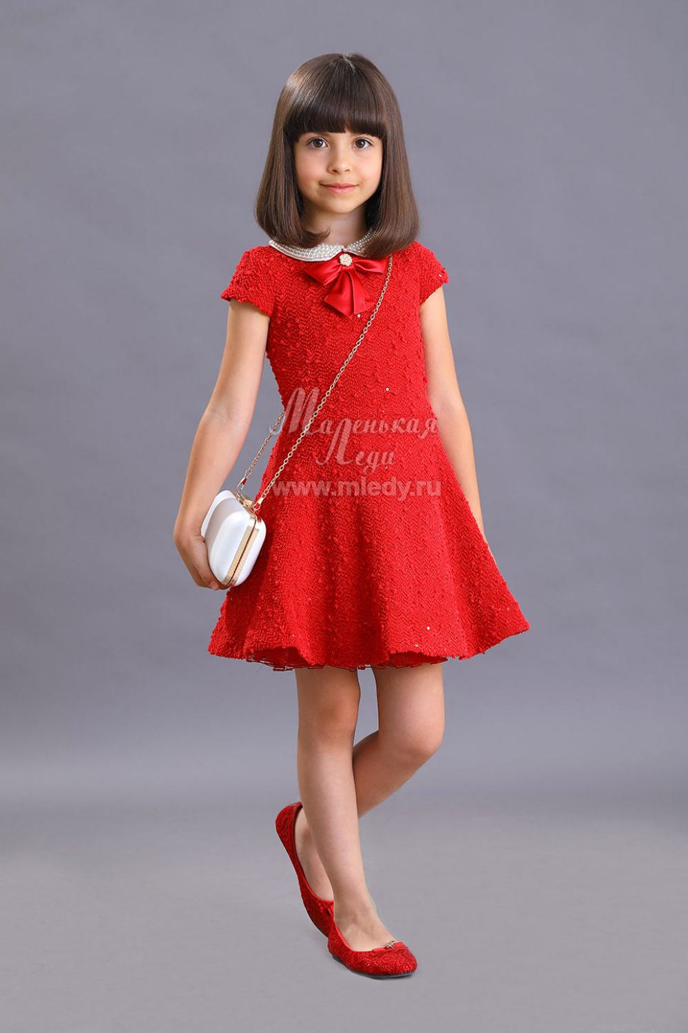 картинка Платье нарядное 1680/2-120-ВПБ (красный) от магазина Маленькая Леди