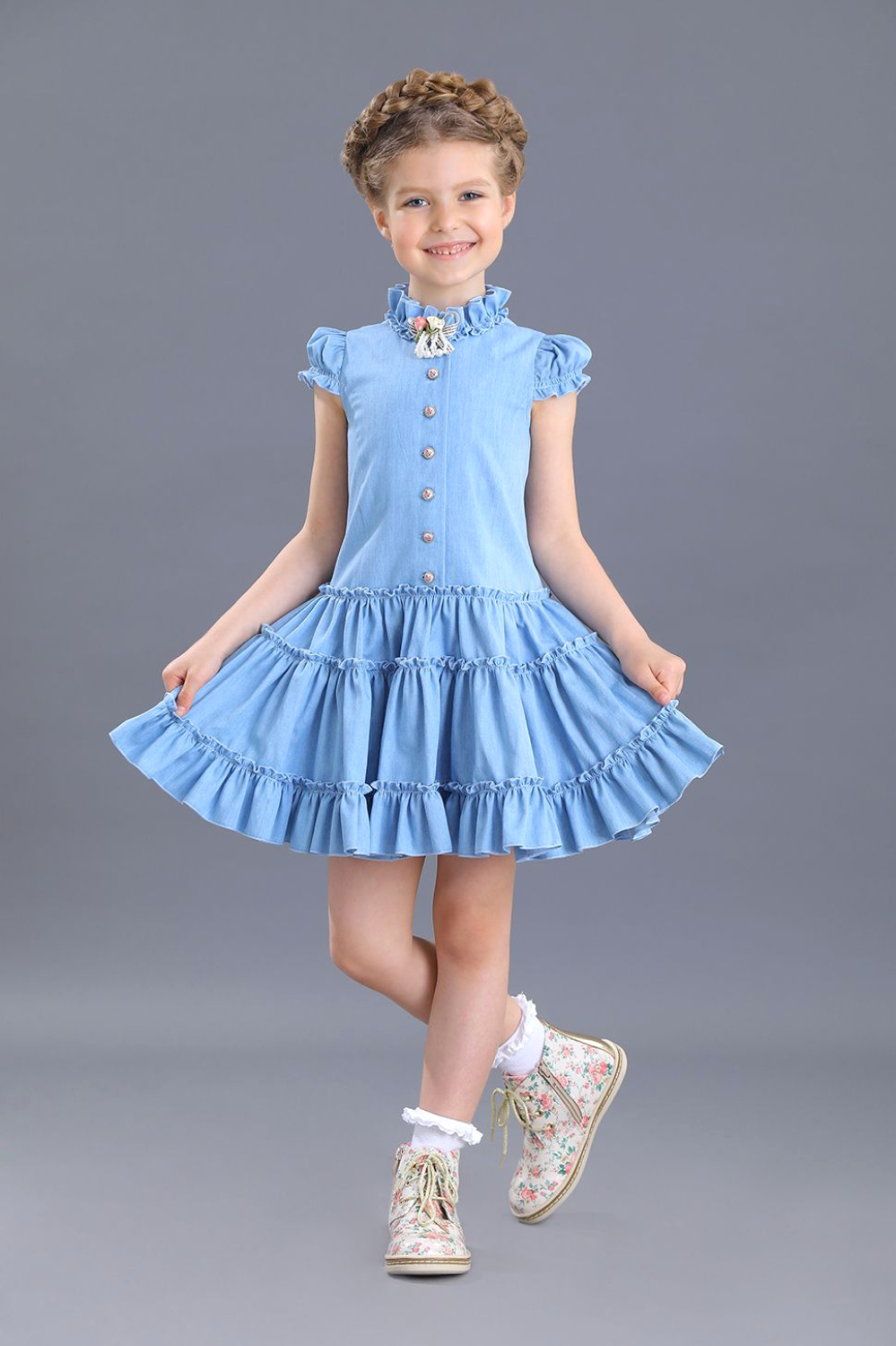 картинка Платье 1717/1-419-ВХН ЦВ (голубой меланж) от магазина Маленькая Леди