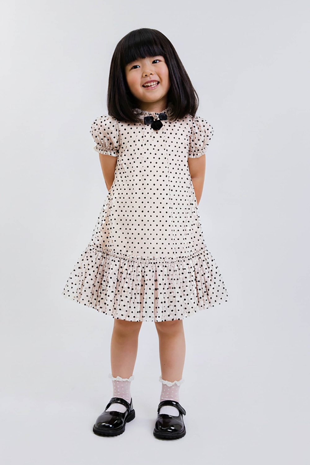 картинка Платье нарядное 2306-126-СМФ (бежево-черный) от магазина Маленькая Леди