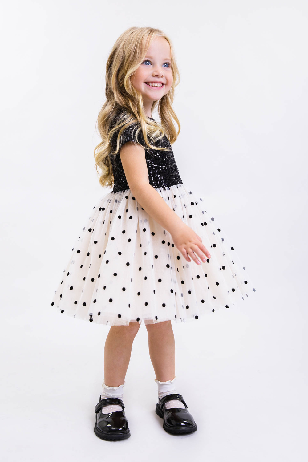 картинка Платье нарядное 2996-126-СП (черный по песочному) от магазина Маленькая Леди