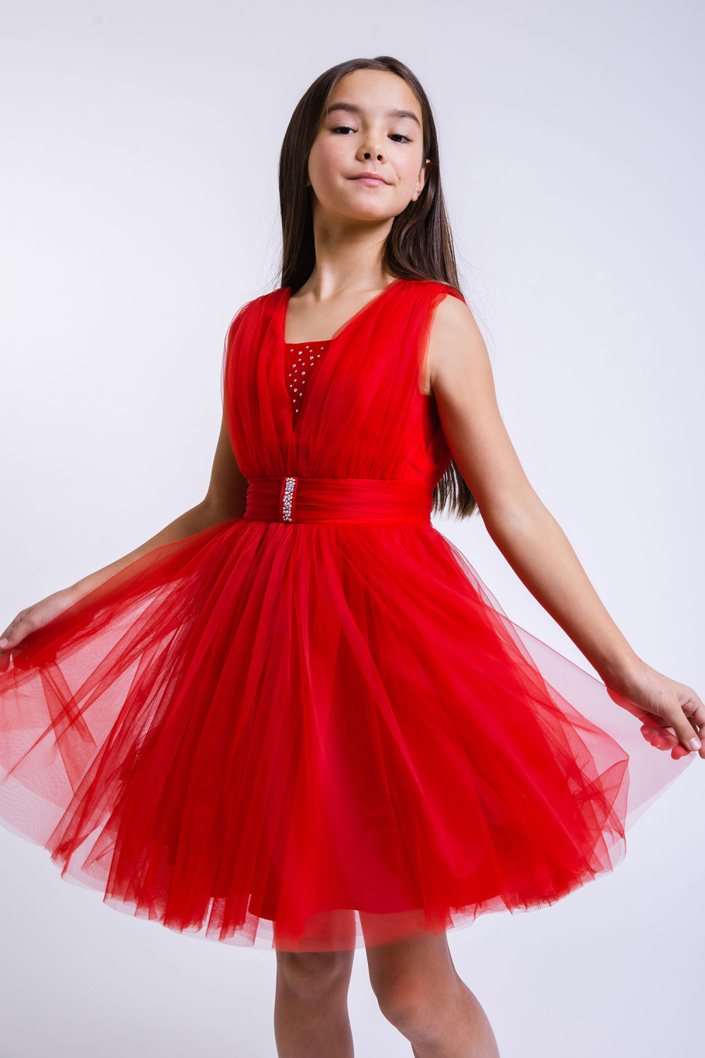 картинка Платье нарядное FSL-550/1-126-СМЕФ (красный) от магазина Маленькая Леди