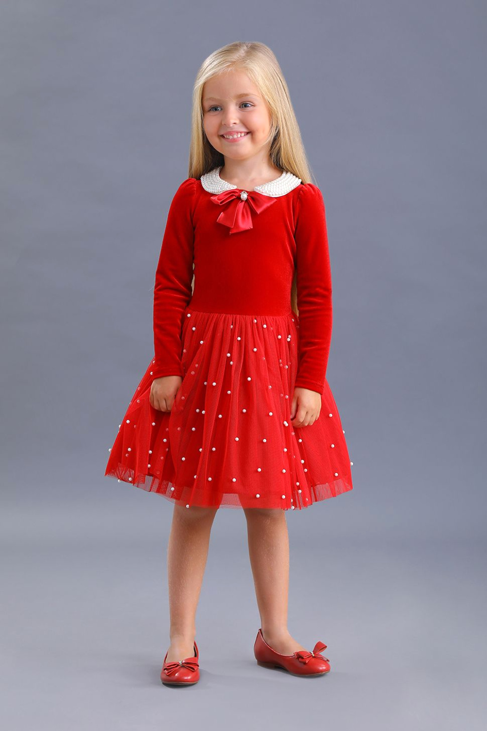 картинка Платье нарядное 1269/2-120-ТСБ (красный) от магазина Маленькая Леди