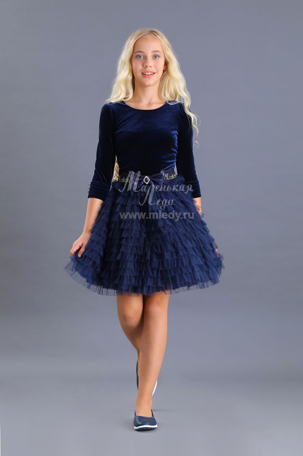 картинка Платье нарядное 2091-120-ТСБ (синий) от магазина Маленькая Леди