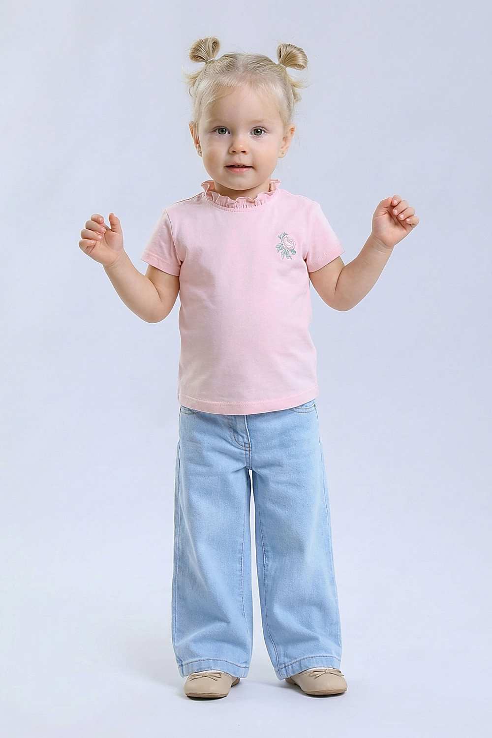 картинка Блузка с коротким рукавом 3003Я-425-ТХК-190 (пудровый розовый) от магазина Маленькая Леди