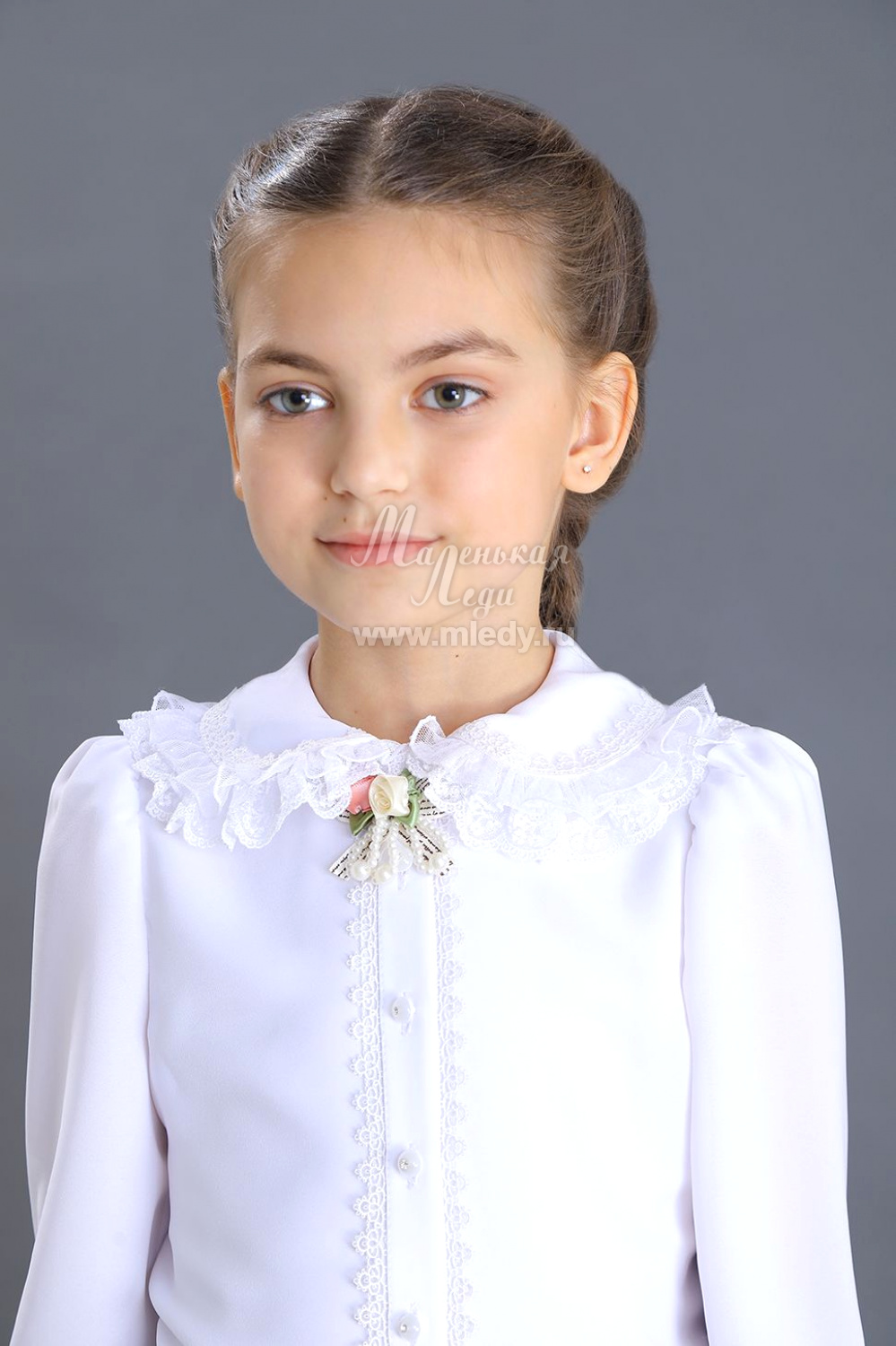  Блузка для девочки из шелка синтетического, цвет 